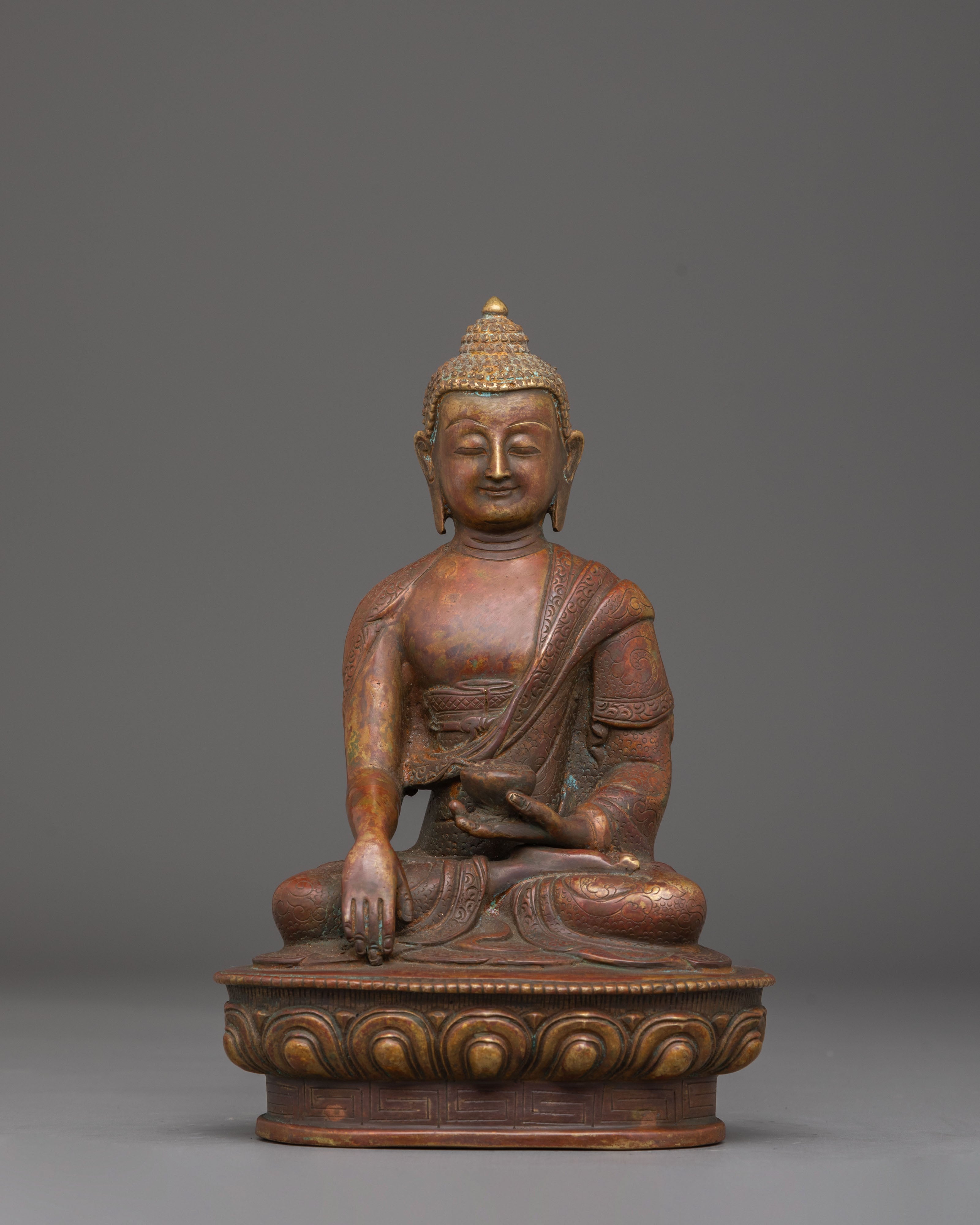 Sacred Shakyamuni Buddha Dharma Statue | Tibetan Copper Art for Meditation