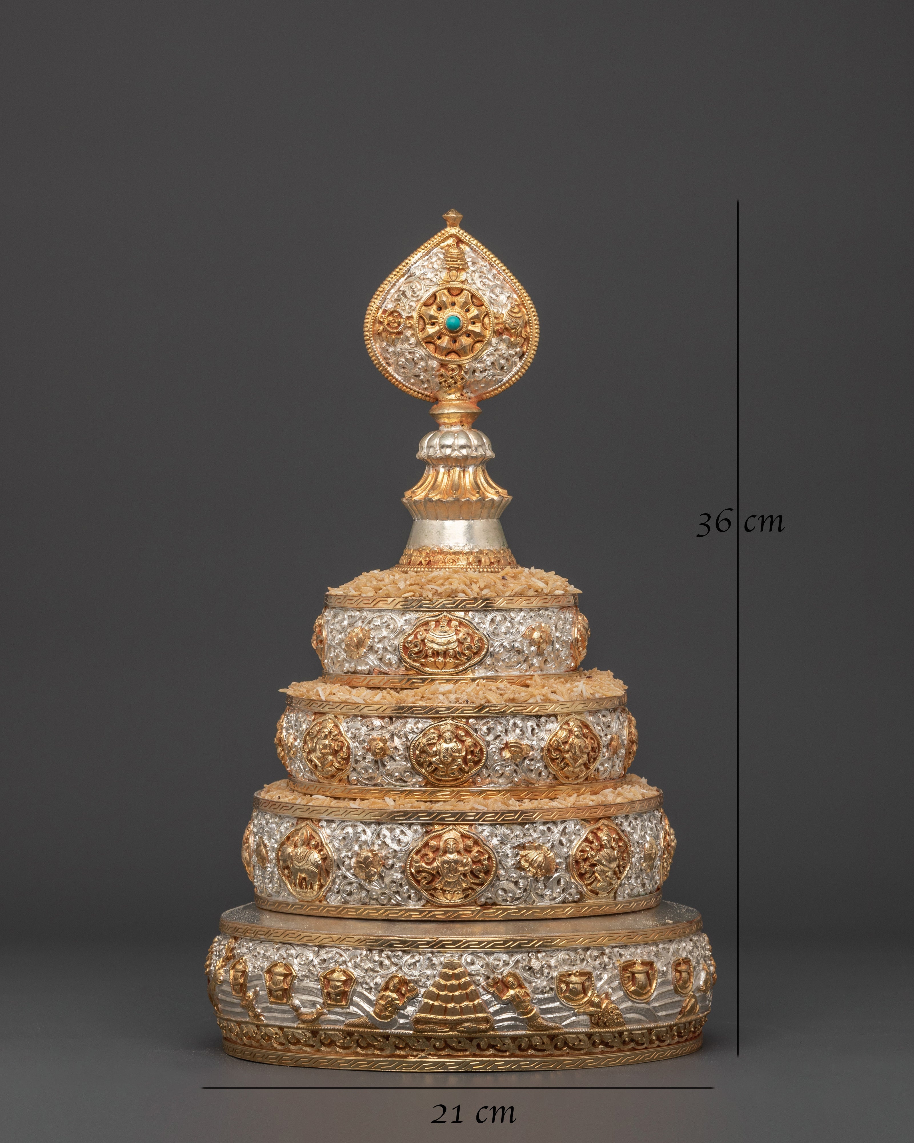 Silver Plated Mandala | Copper Design with Gold Plating & Turquoise