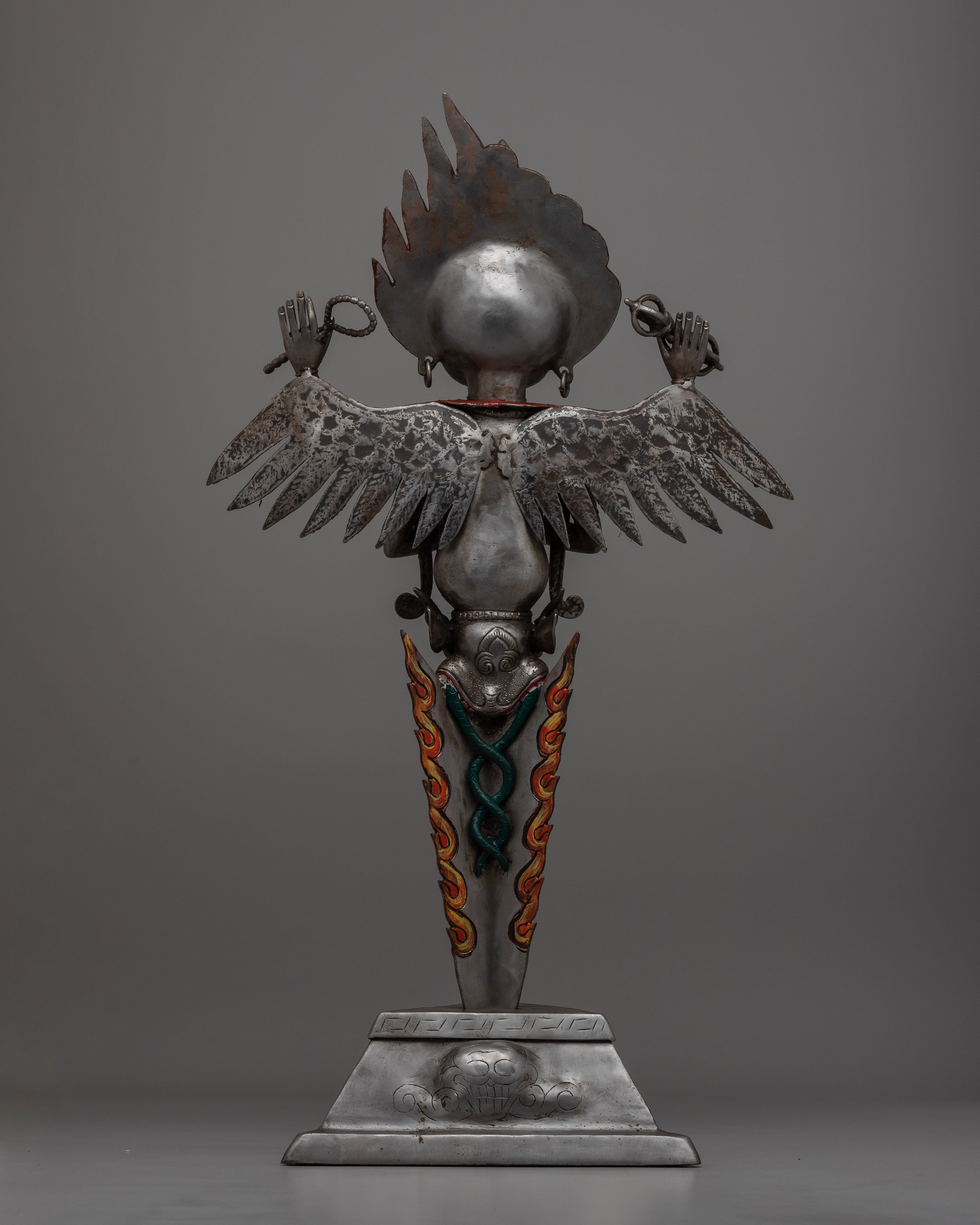 Hand-Painted Iron Phurba Statue | Tantric Buddhist Ritual Tool