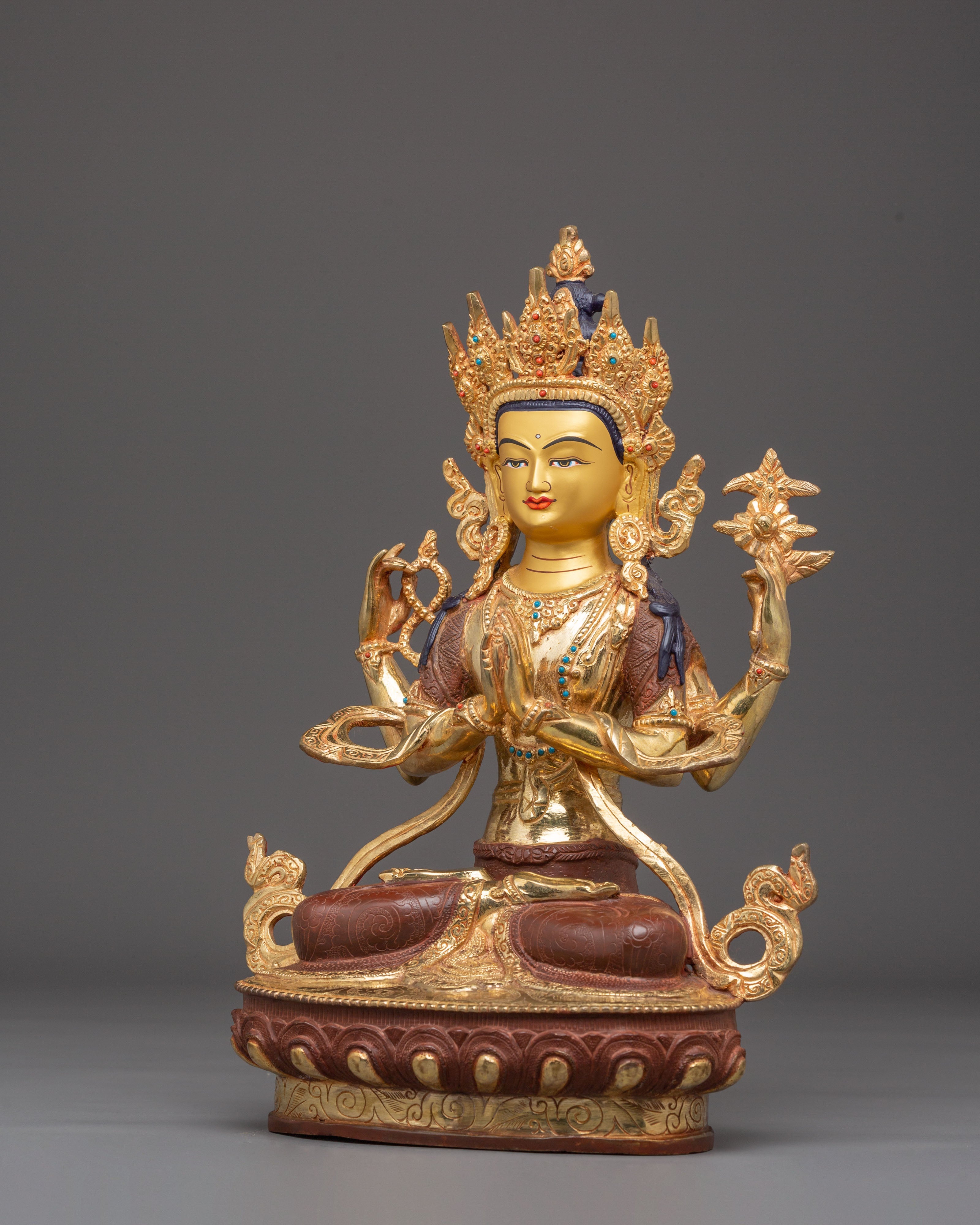 Sacred Bodhisattva Chenrezig Handcrafted Statue | Tibetan Avalokiteshvara Art