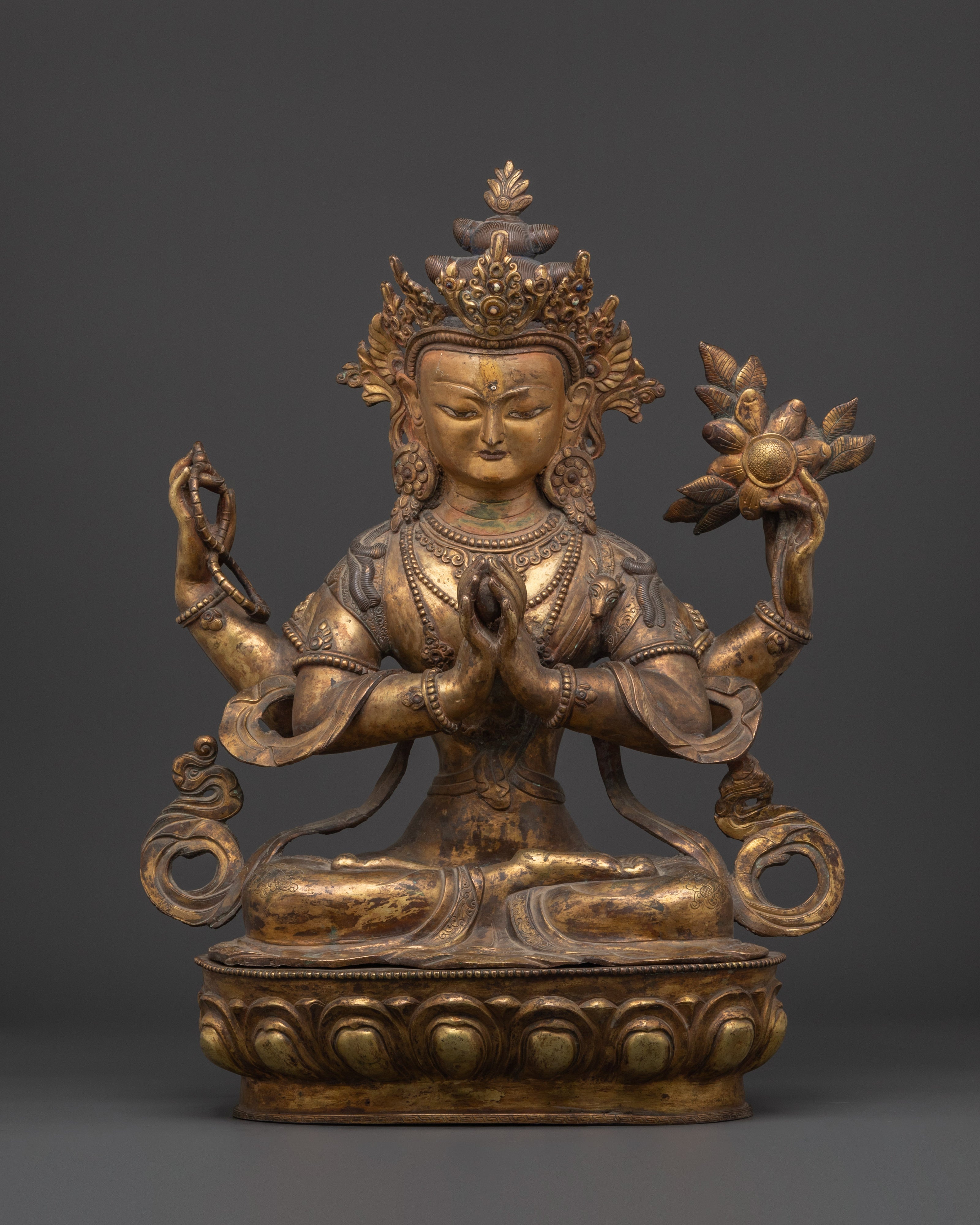 Copper Avalokiteshvara statue