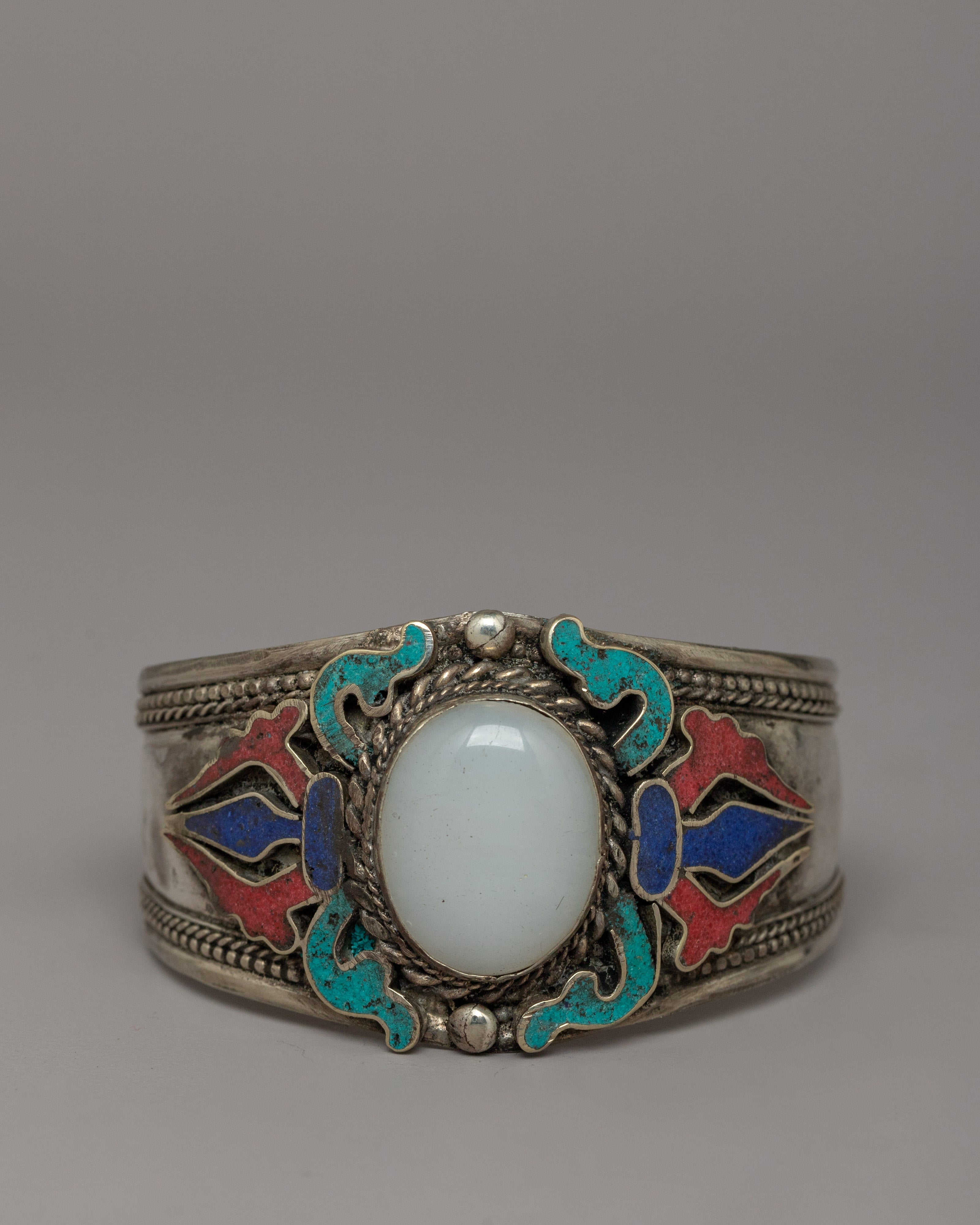 White Metal with Gemstone Bracelet