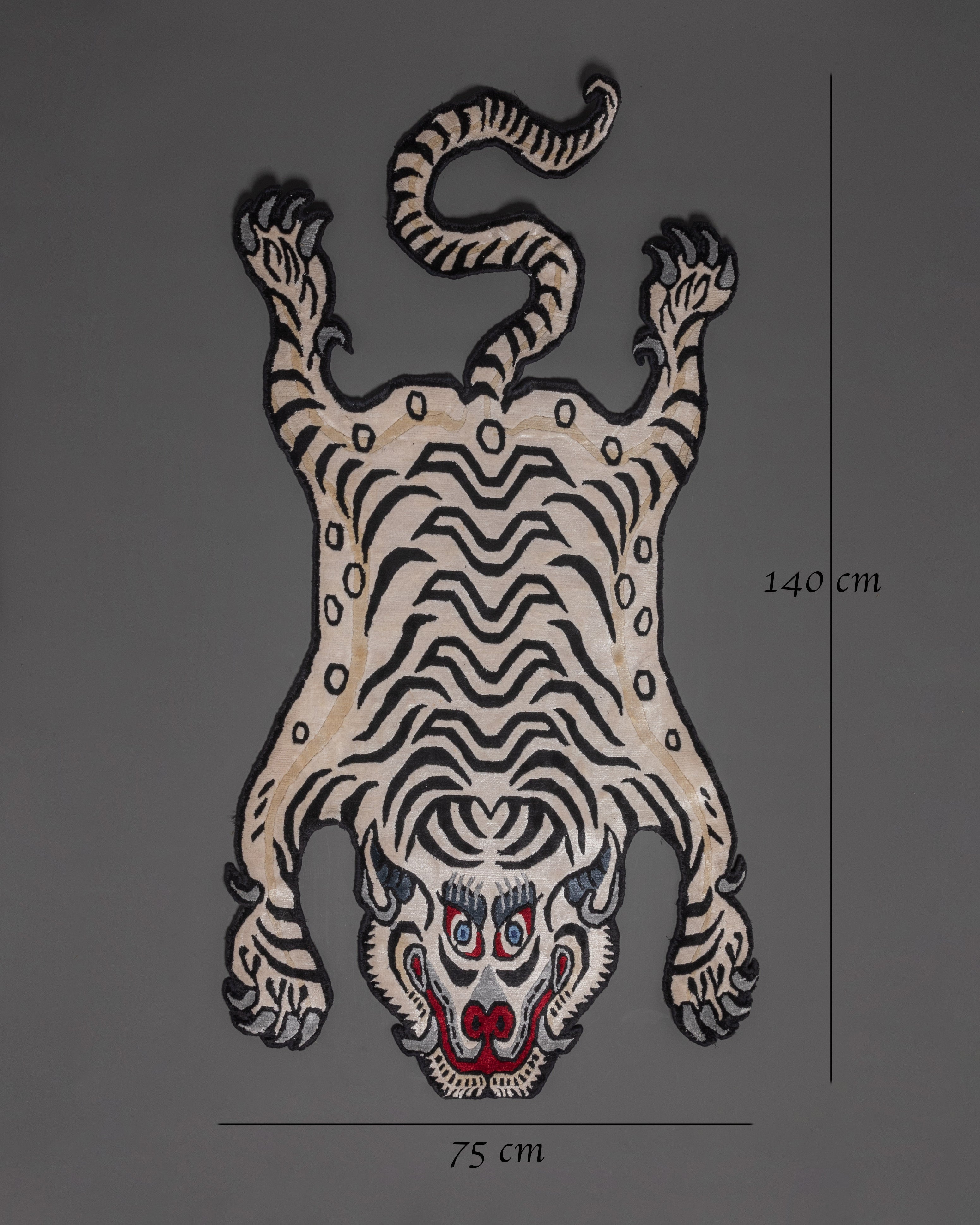 Symbolic Tiger Design Rug | Unique Handcrafted Viscose Rug for Home Décor