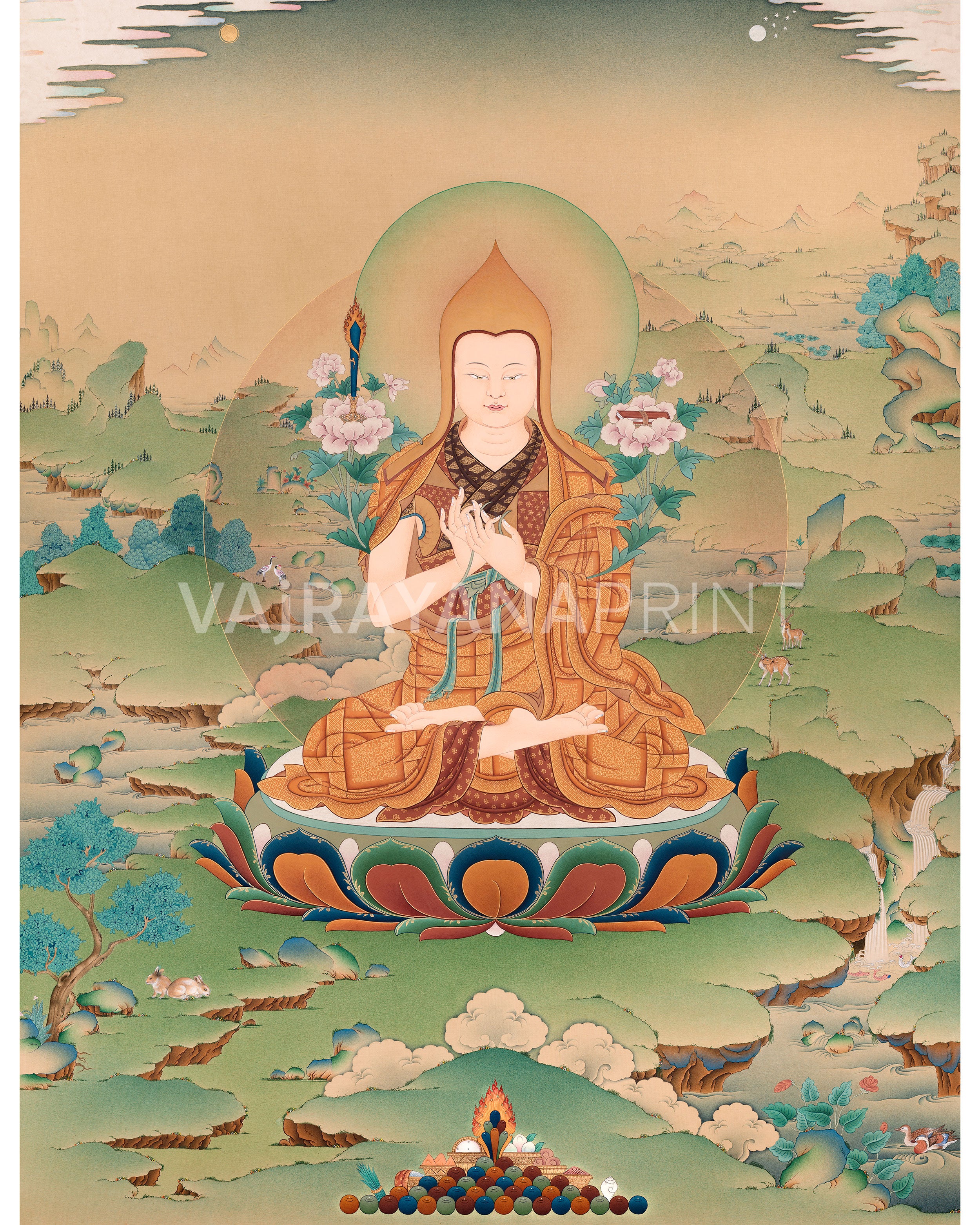 Je Tsongkhapa Tibetan Thangka Painting | High Quality Canvas Print