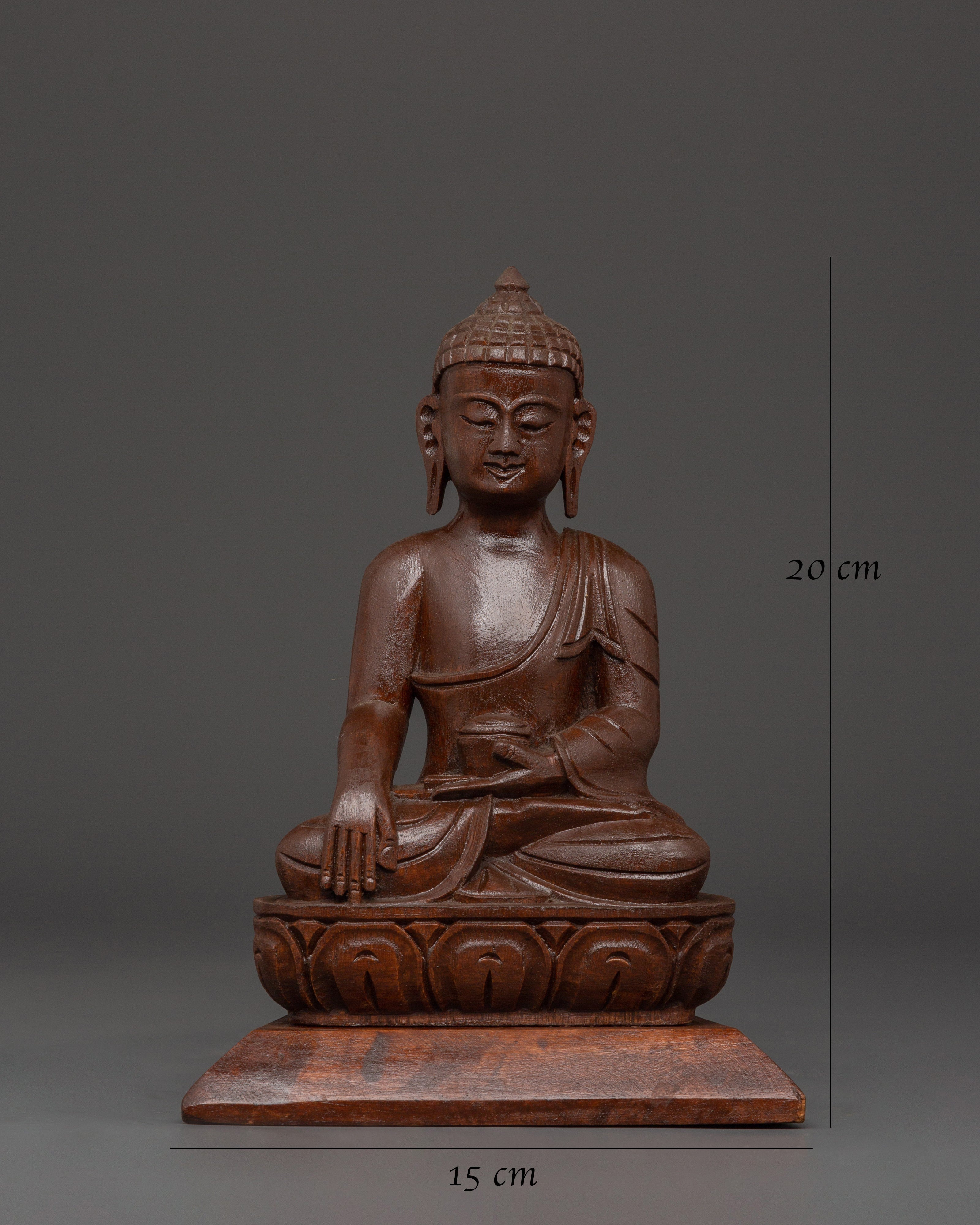 Shakyamuni Buddha Wood Statue | Handcrafted Buddhist Meditation Figurine