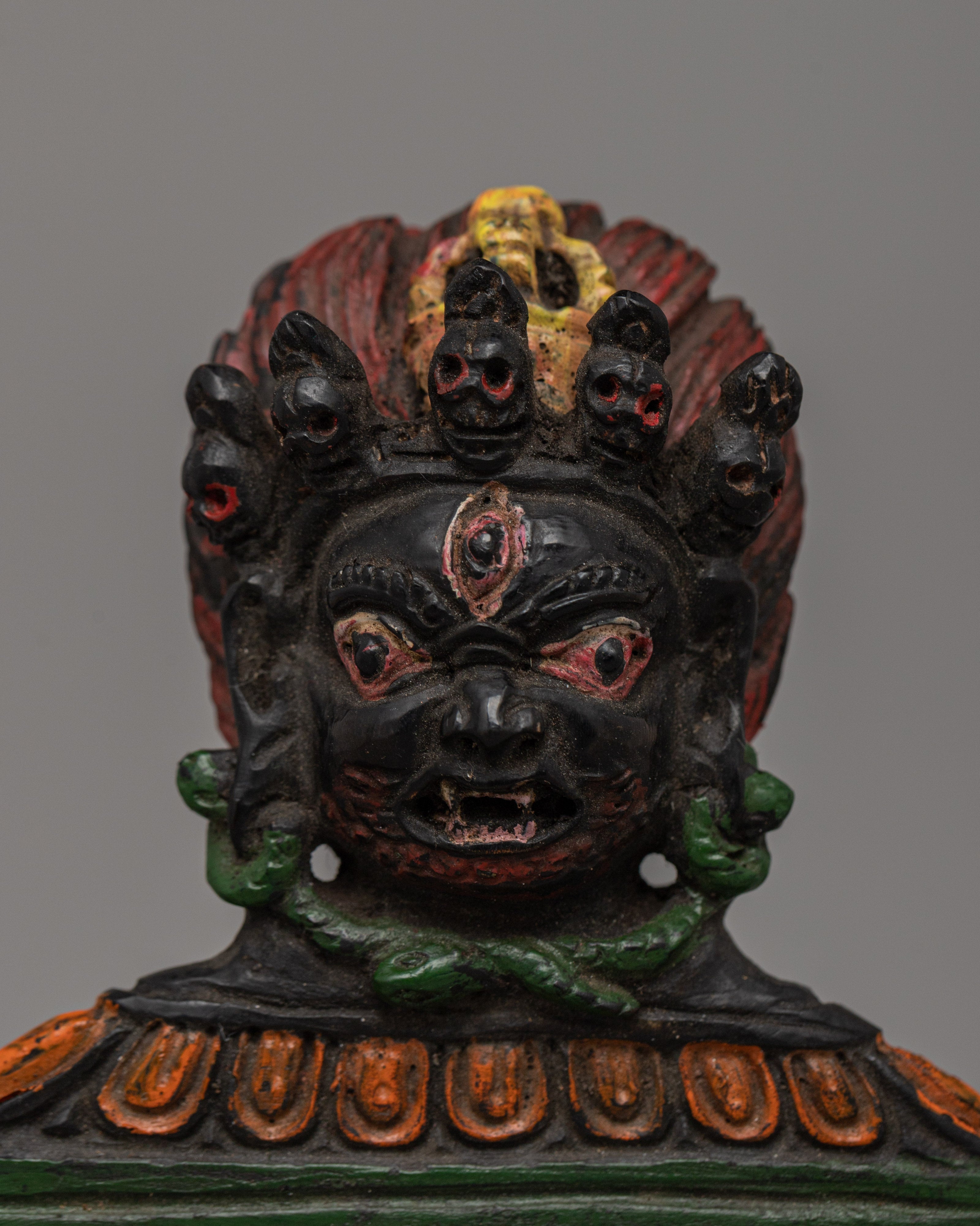 Hand-Carved Bhairav Head Decor | Spiritual Protection Idol