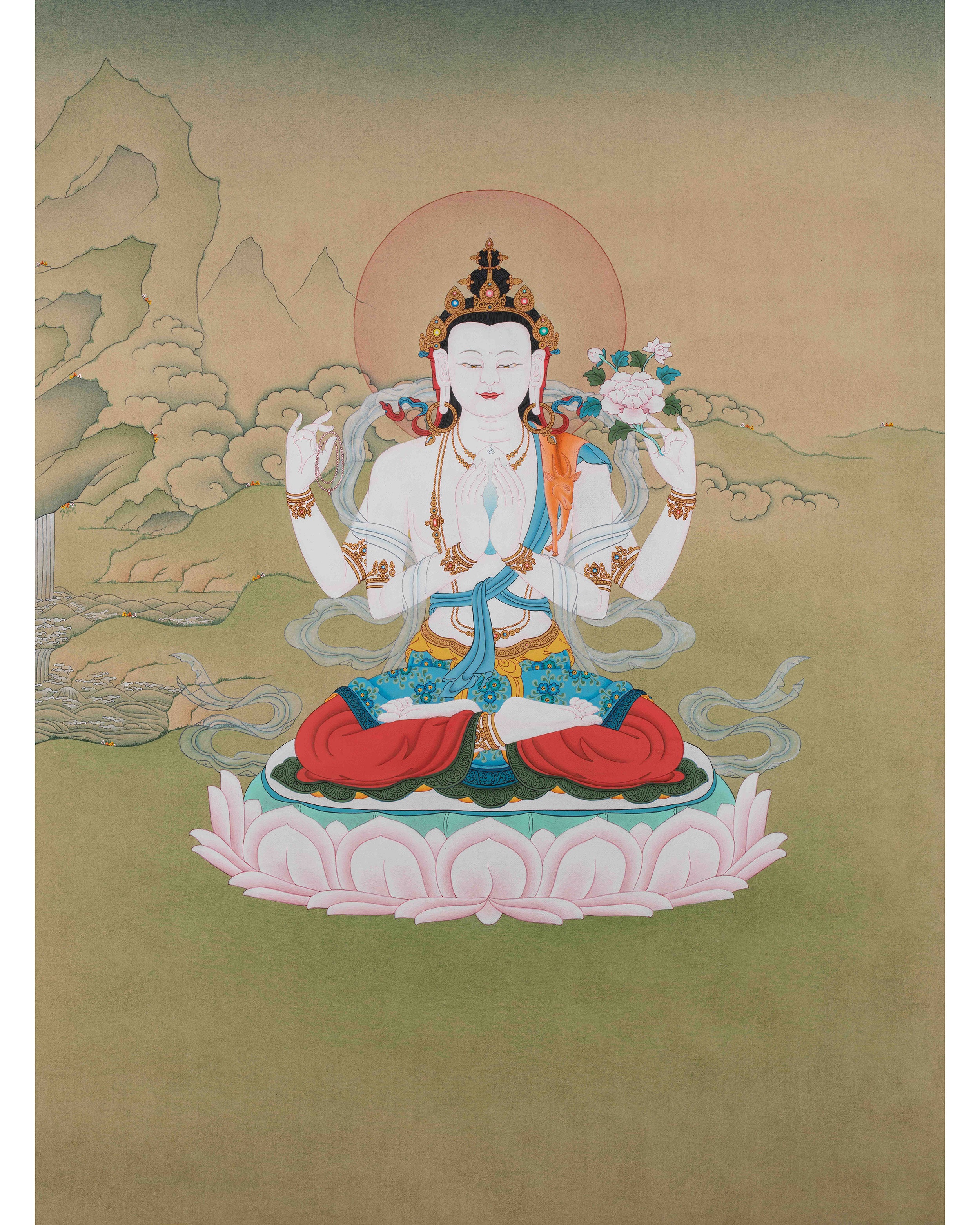 Traditional Chenrezig Thangka | Avalokiteshvara Painting