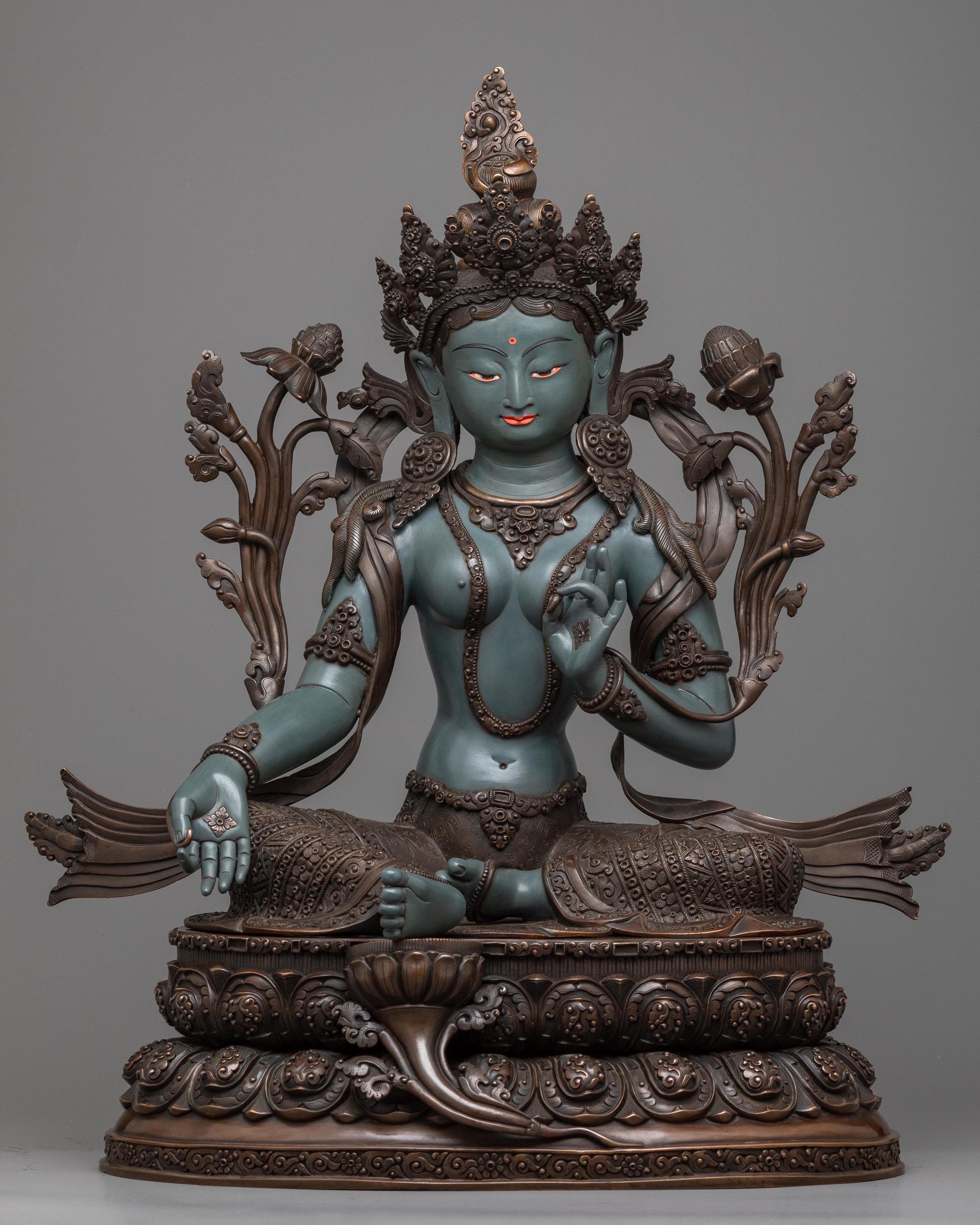 green tara statue bronze