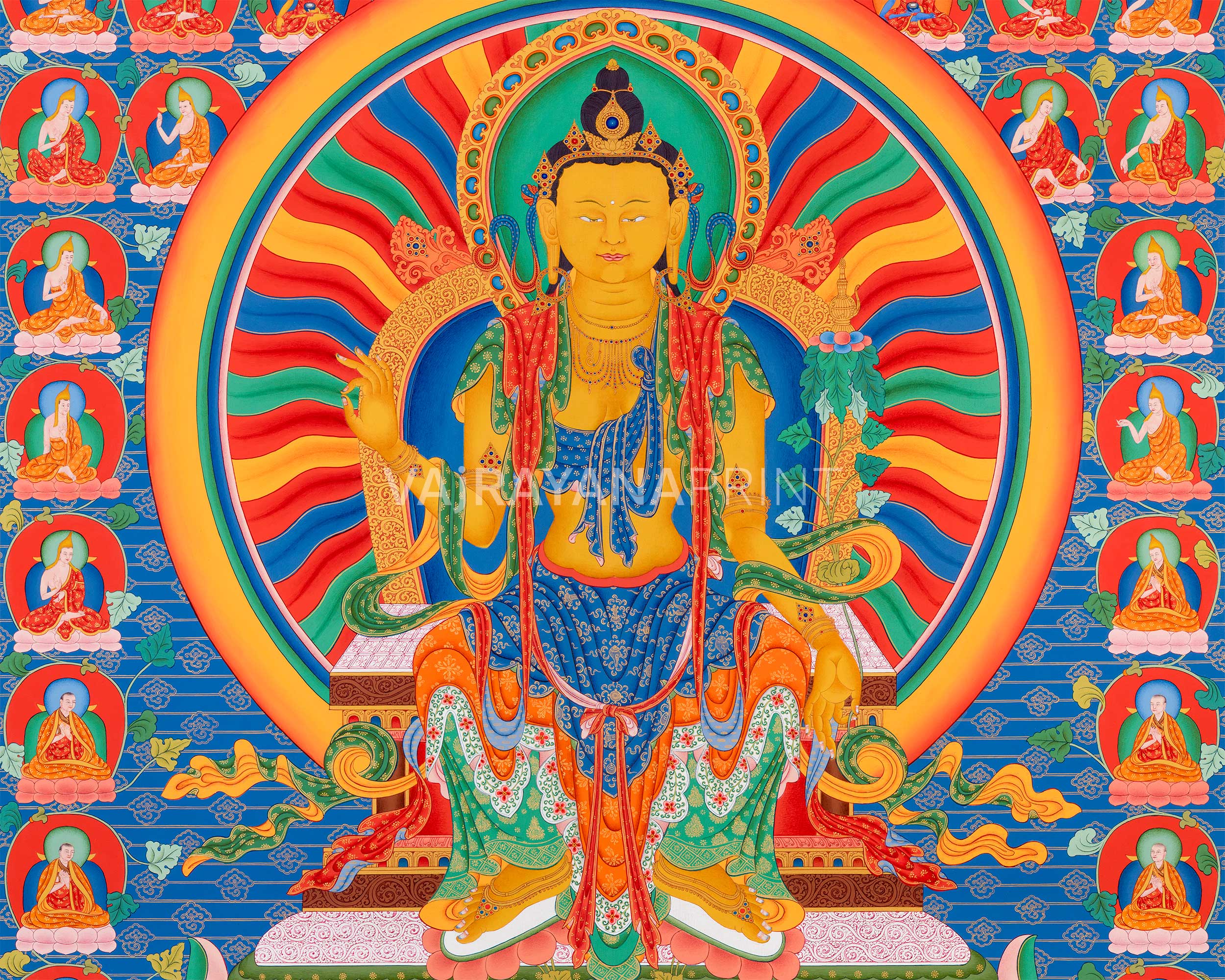 Maitreya Bodhisattva Thangka Print | The Future Buddha | Buddhist Spiritual Gift Ideas