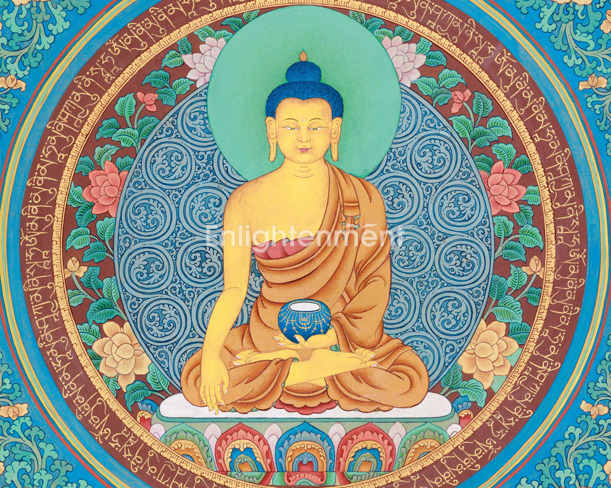 Unique Depiction of Buddha Shakyamuni Thangka