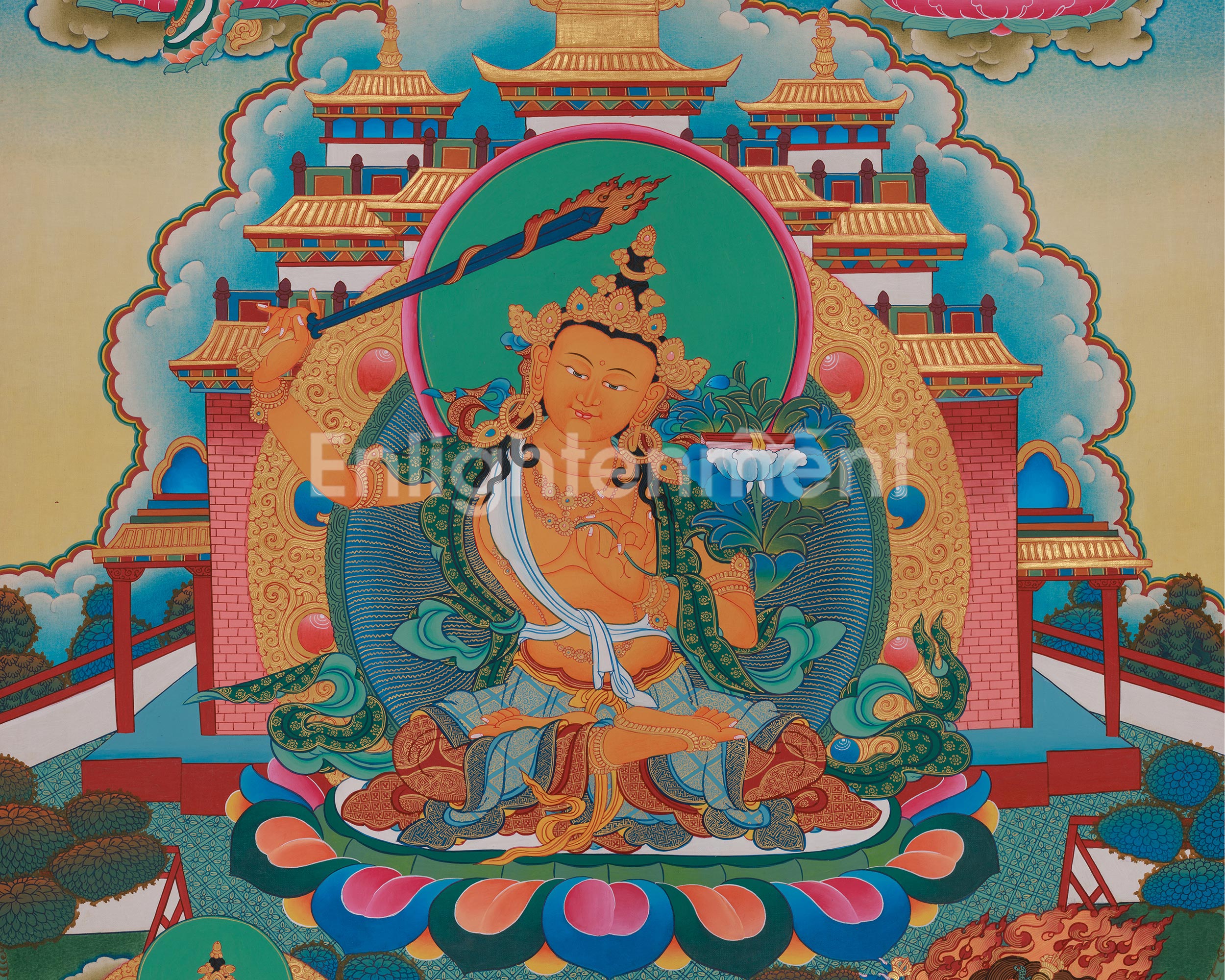 Tibetan Deity Manjushri Thangka | Wisdom, Clarity and Enlightened Mind