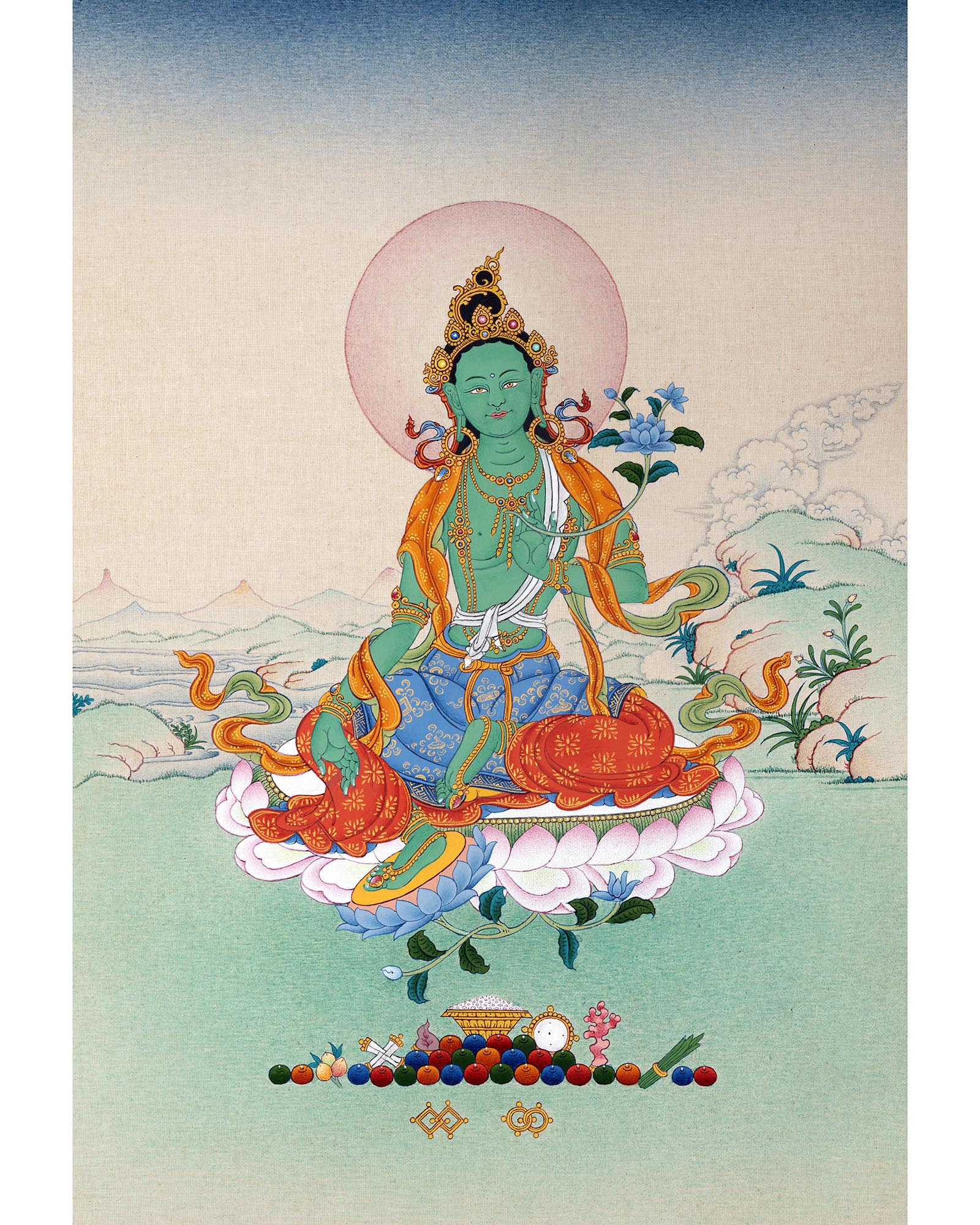 Green Tara | Female Buddha | Tibetan Buddhist Thangka