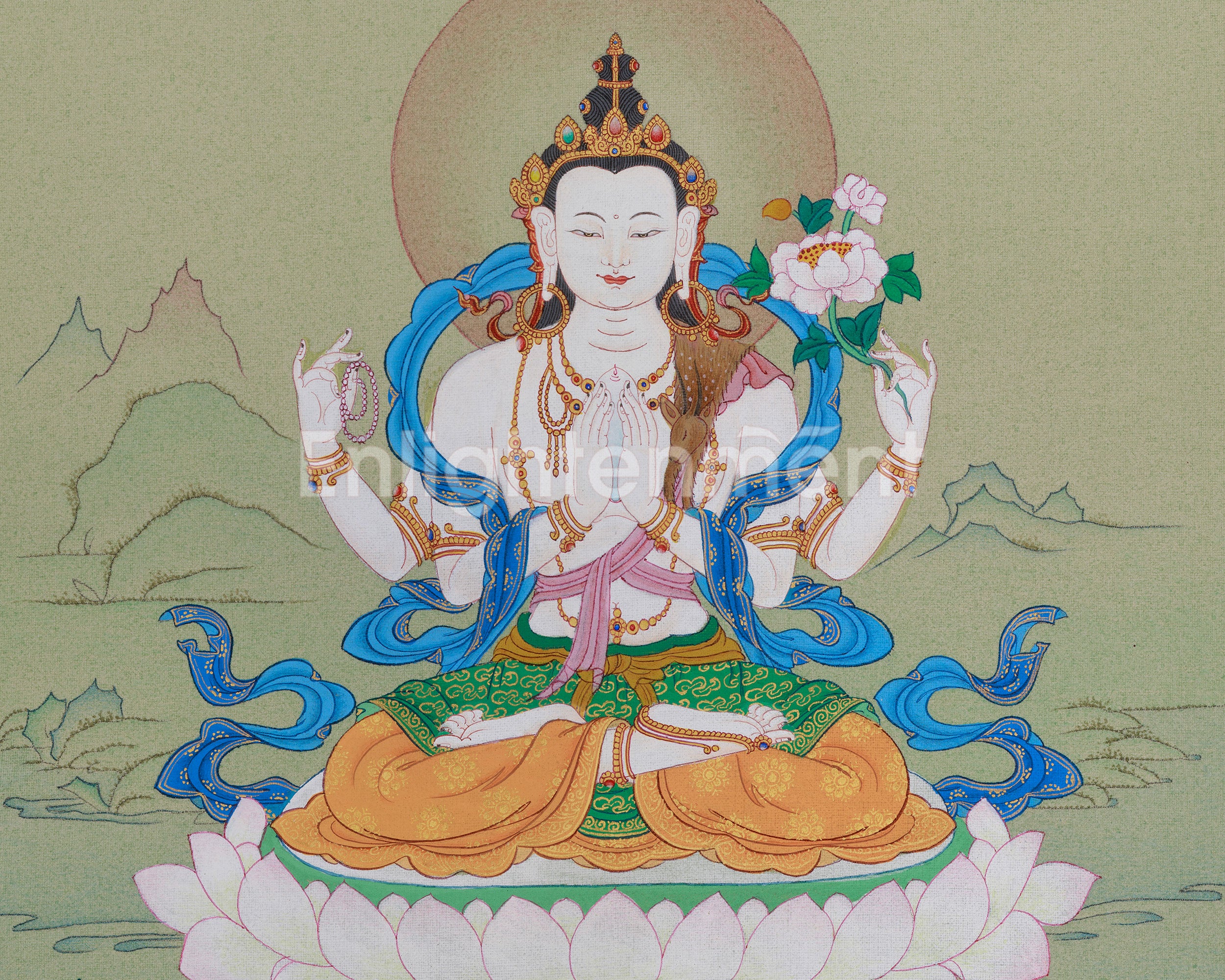 Traditional Art of Four-Armed Chenrezig | Bodhisattva of Boundless Compassion