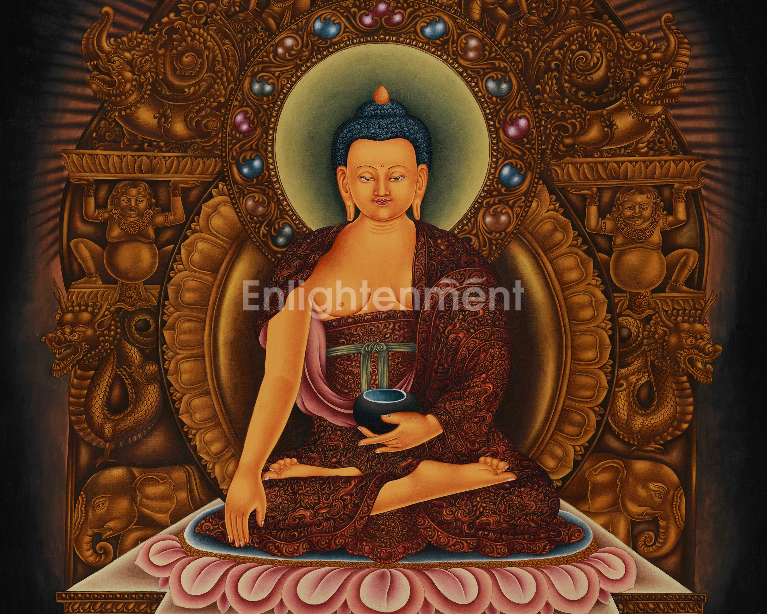Majestic Gotama Buddha Artwork | Realistic Paubha Style Buddha