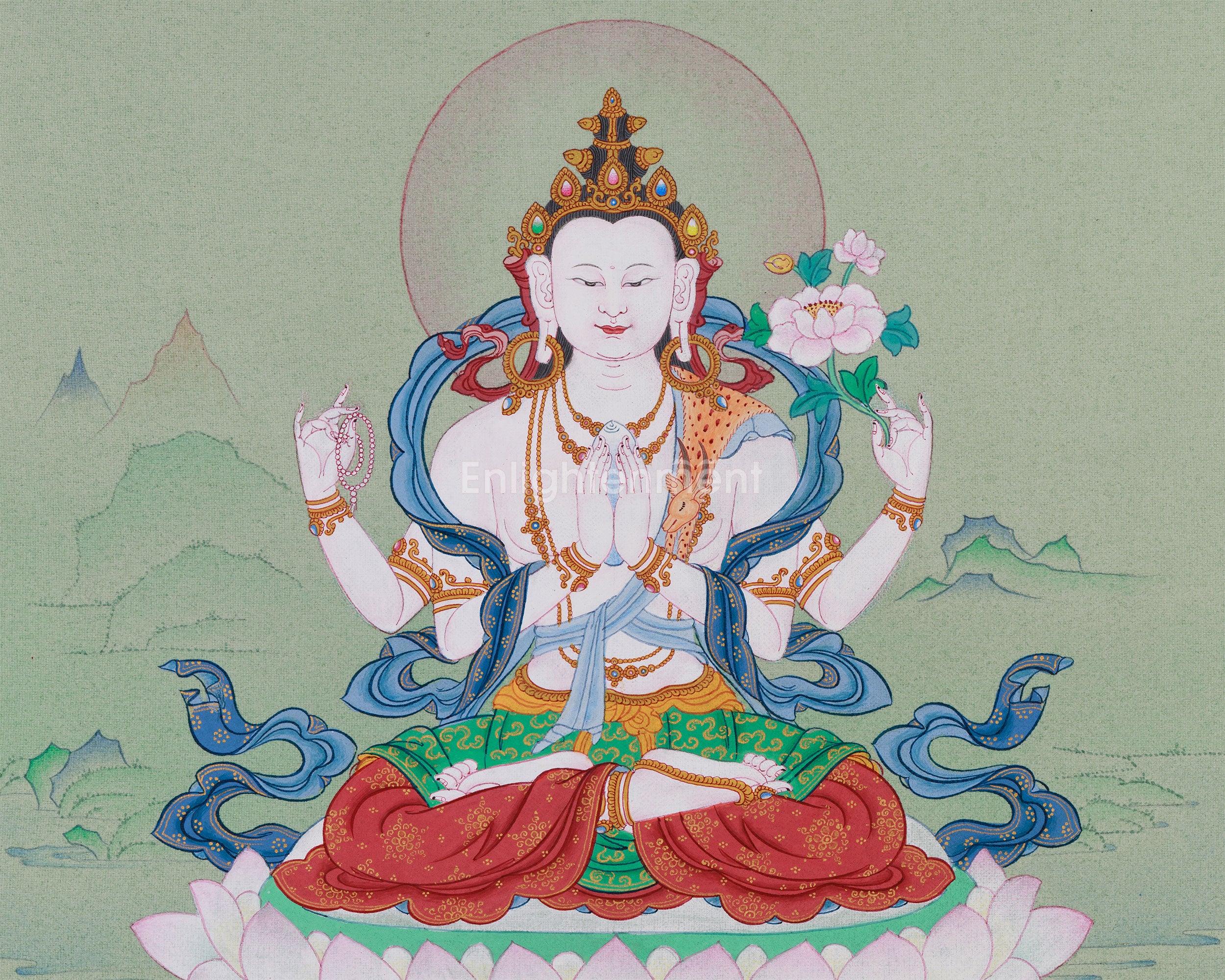 Buddha of Compassion, Chenrezig Thangka