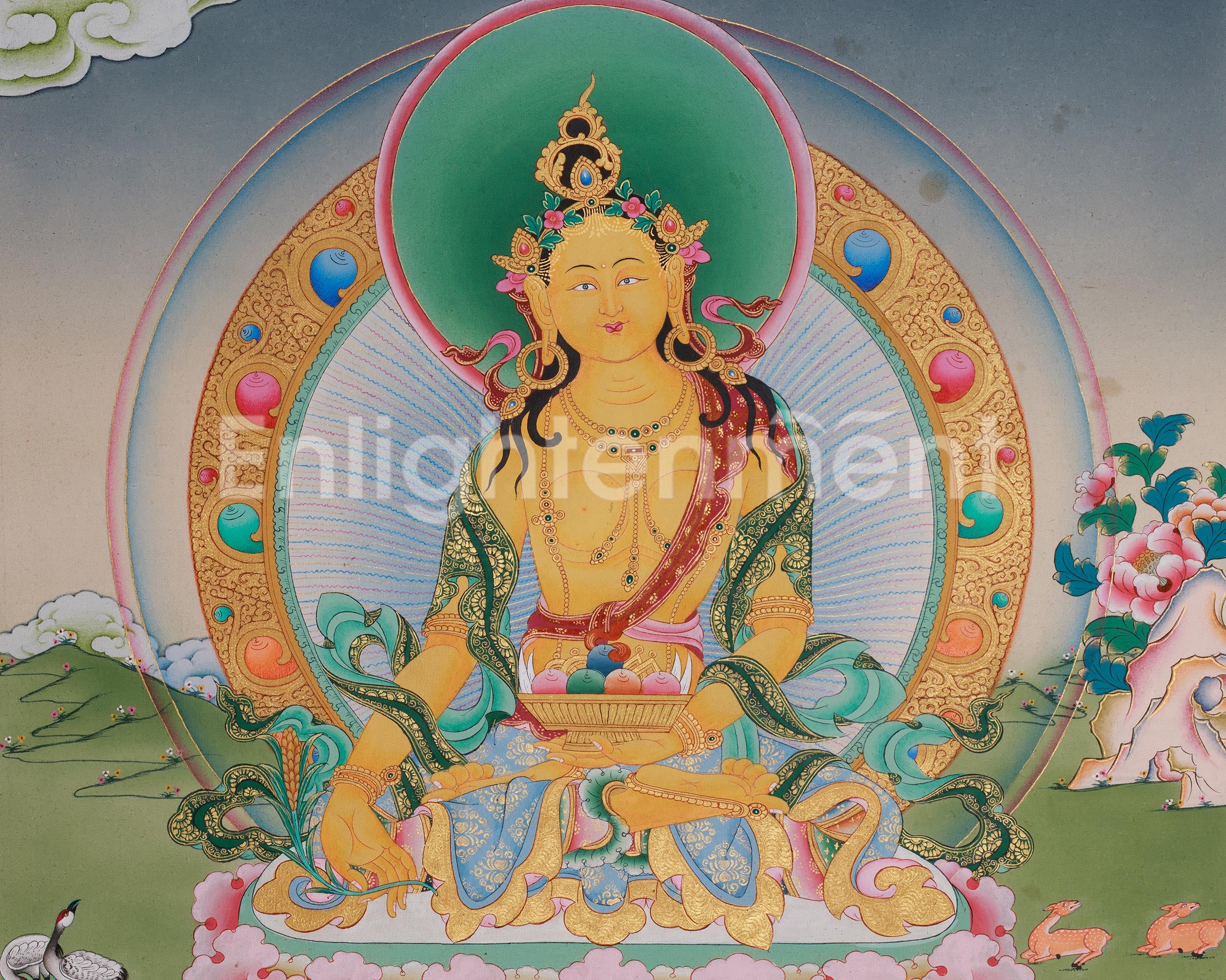Tibetan Kshitigarbha Thangka | Protector Of The Dead and Children