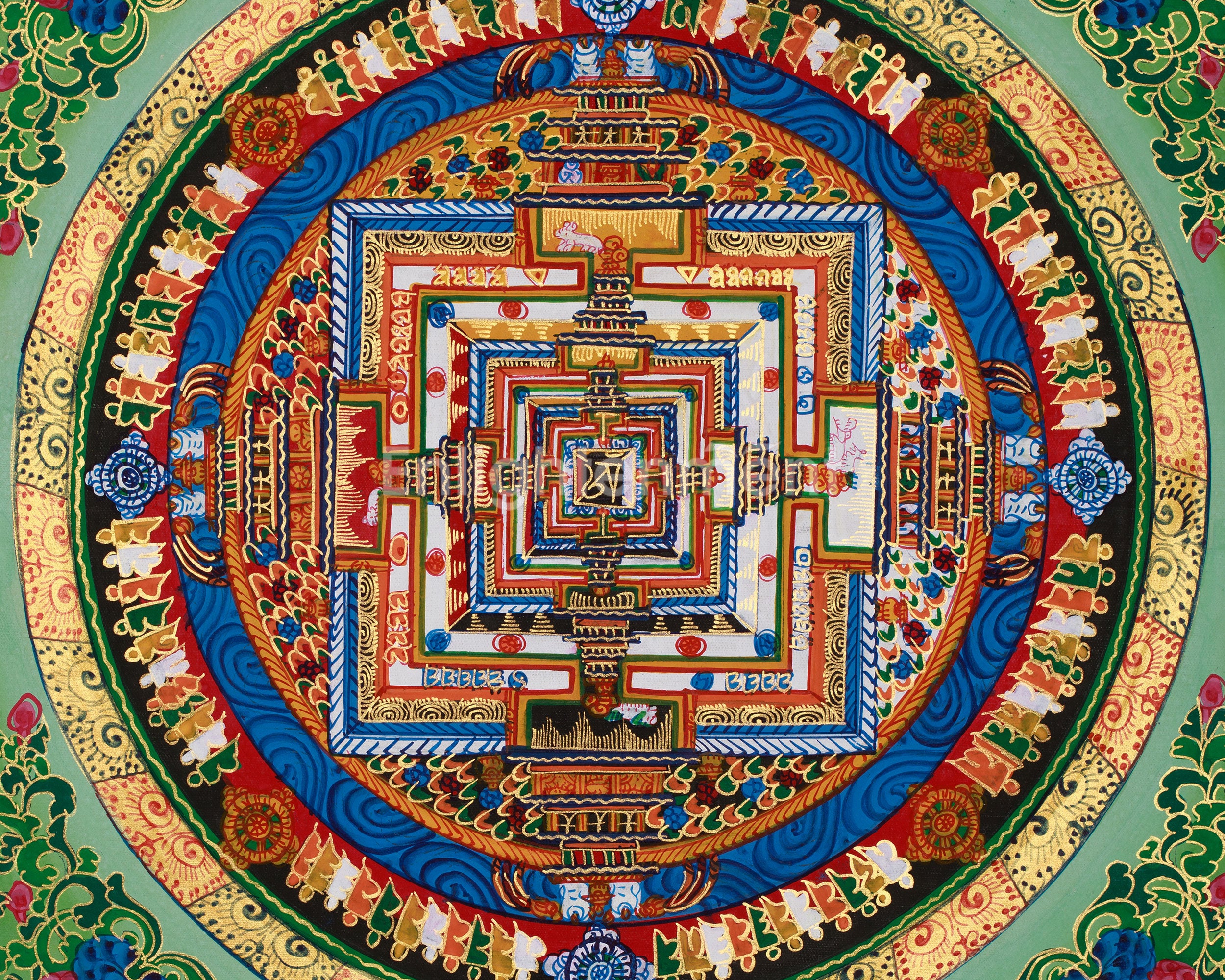 Traditional Kalachakra Mandala Thangka | Wheel of Time in Sacred Art