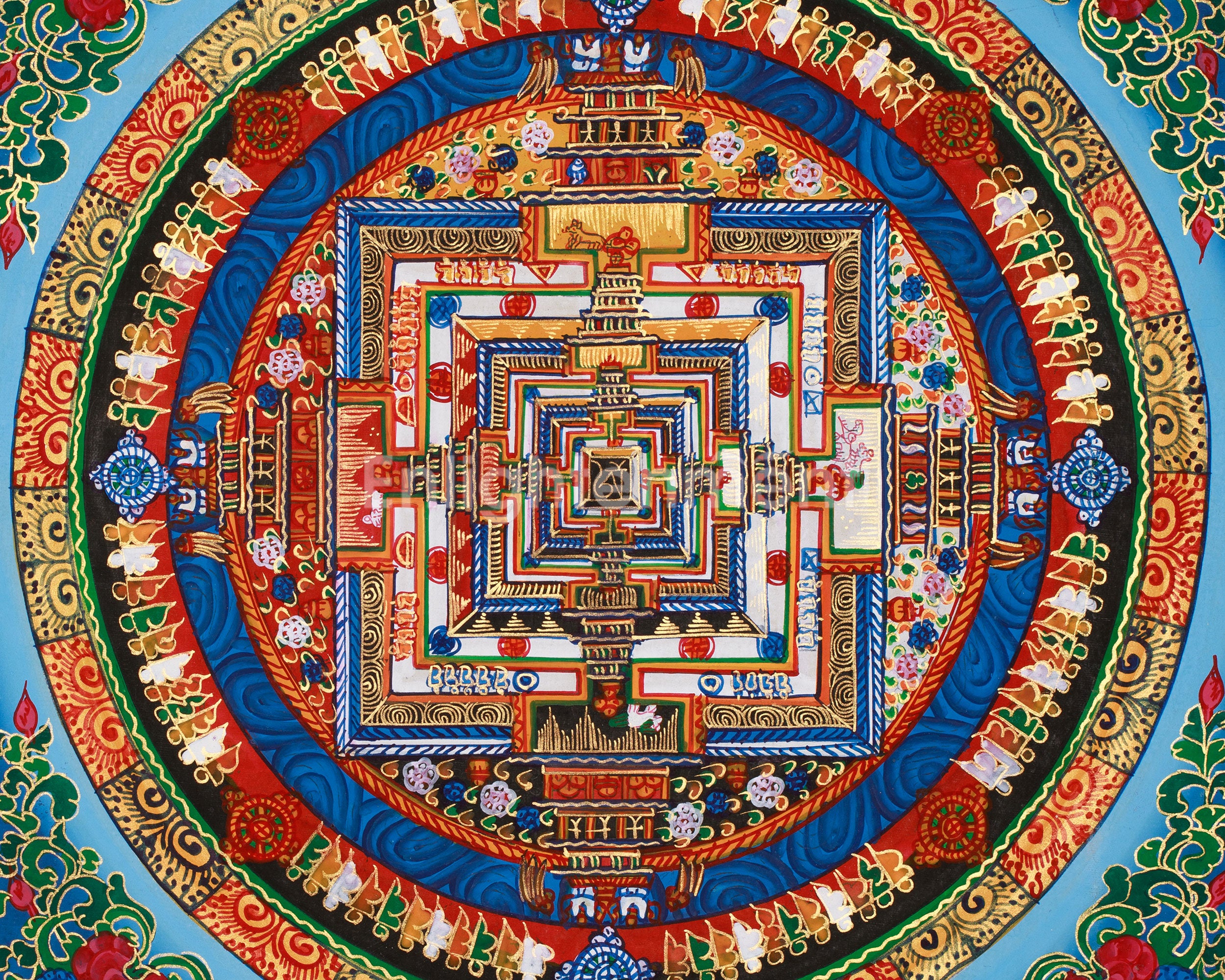 Traditional Kalachakra Mandala Thangka | Wheel of Time in Sacred Art