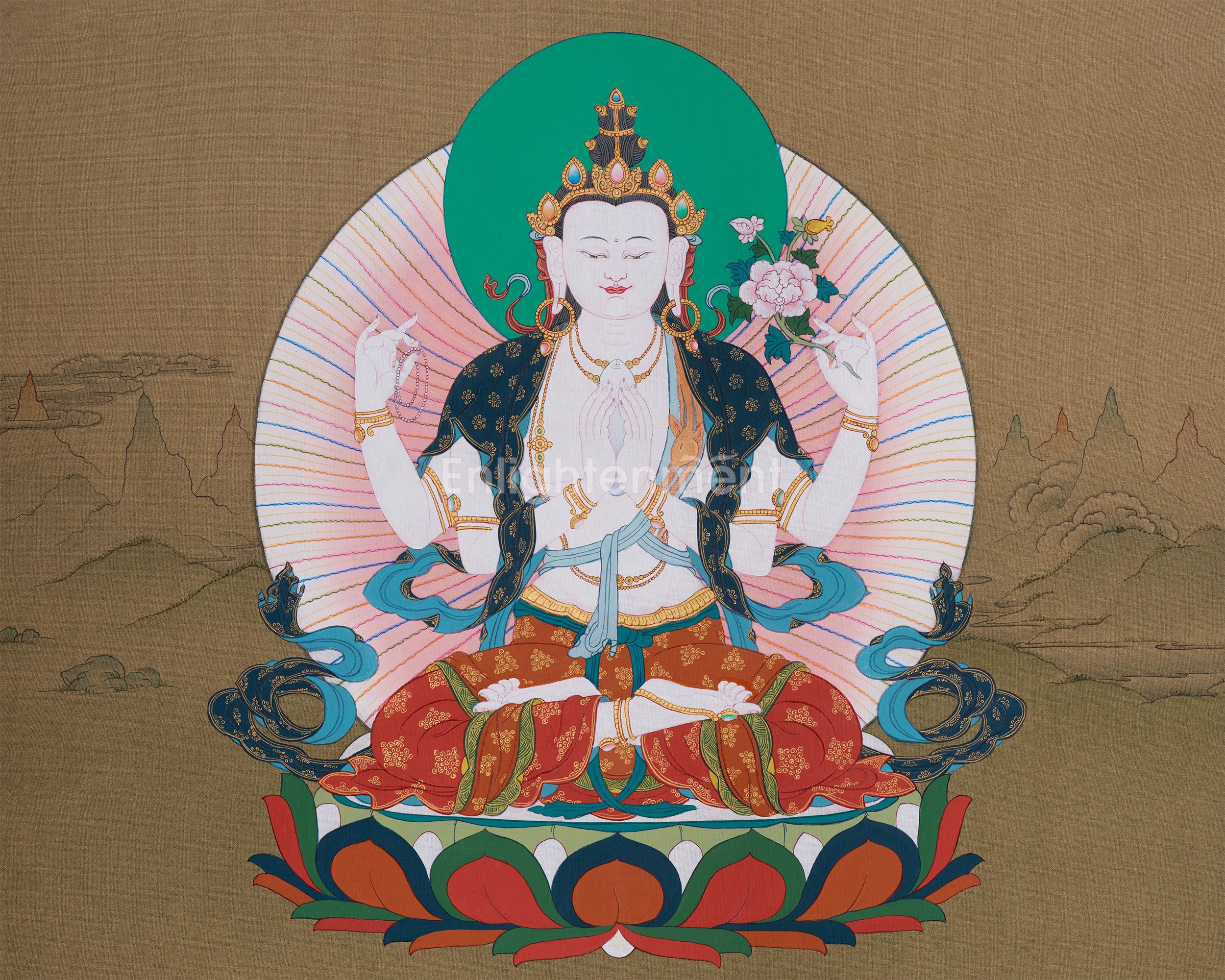 Four-Armed Avalokiteshvara, The Bodhisattva of Infinite Compassion | Karma Gadri Artistry