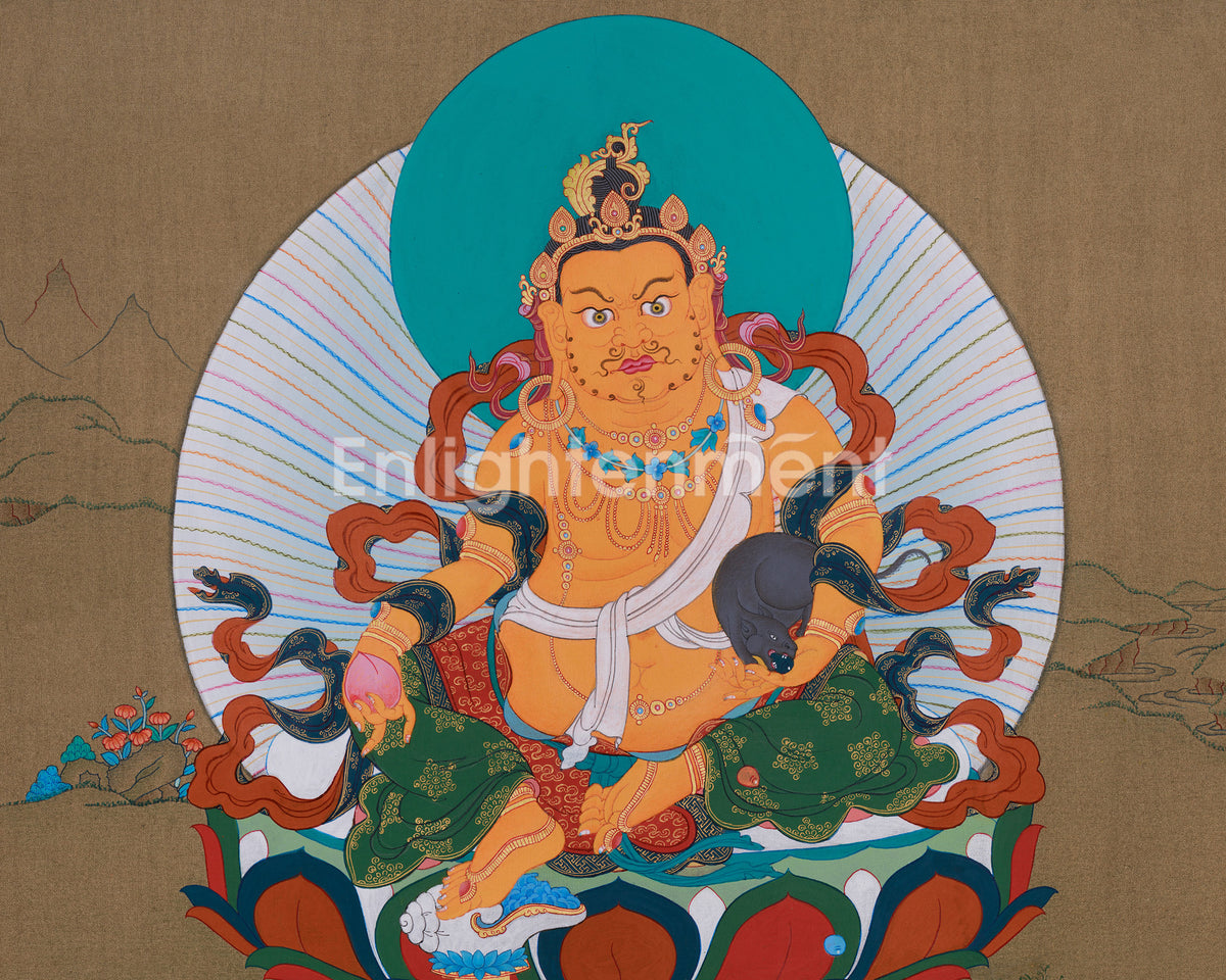 Tibetan Dzambhala Wealth Deity Art | Buddha of Fortune and Spiritual Blessings