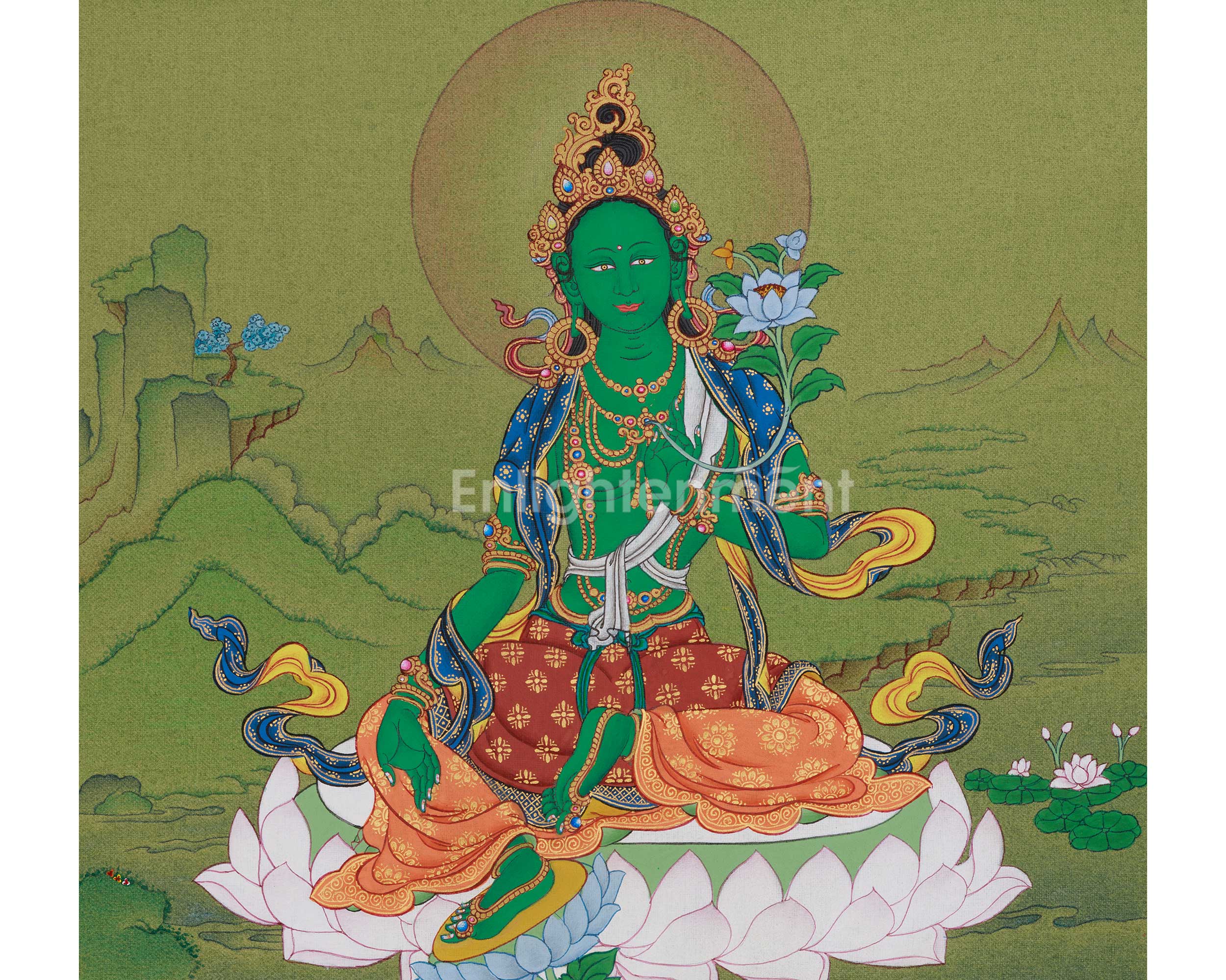 Himalayan Thangka of Shyama Tara | Mother of All Buddha Green Tara