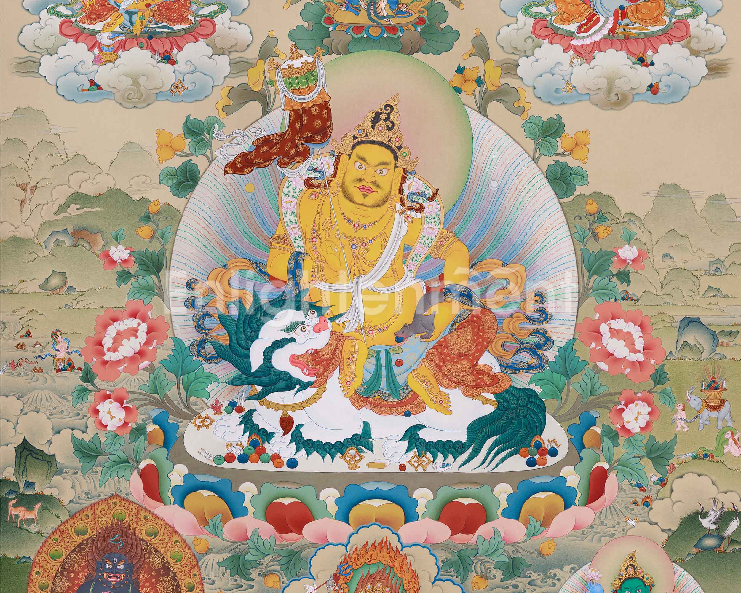 5 Dzambhala Thangka | The Five Wealth Deities of Prosperity, Protection, and Abundance