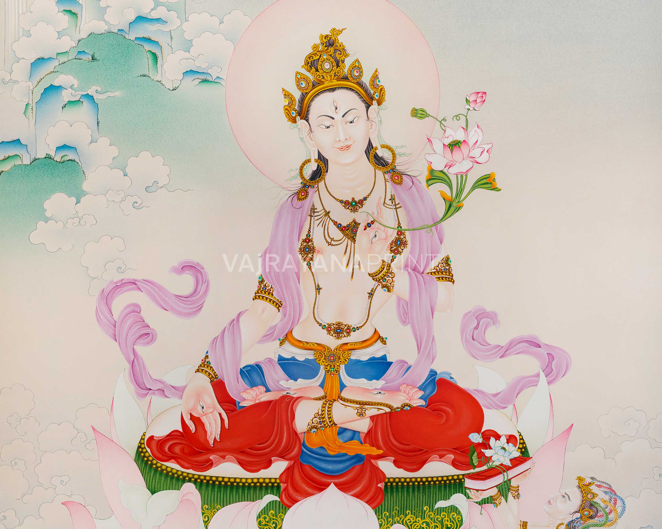 White Tara Digital Print | Mother Deity | LongLife Bodhisattva Thangka Print