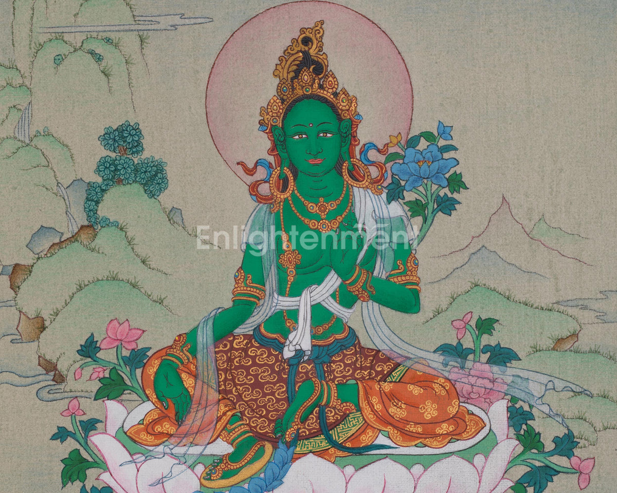 Green Tara Swift Compassion Thangka | Divine Protection Deity | Shyama Tara