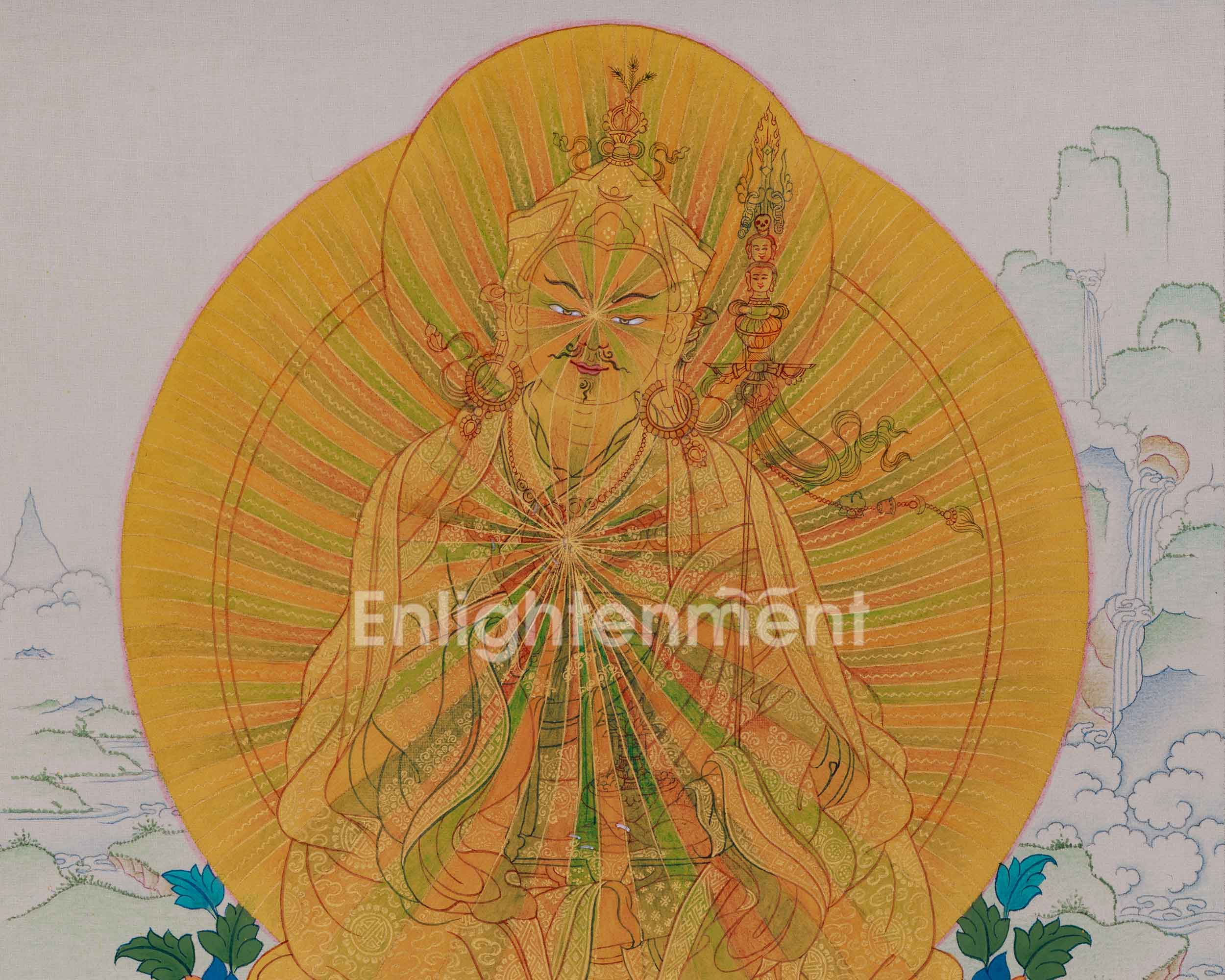 Unique Rainbow Style Guru Rinpoche Painting | Thangka of Second Buddha