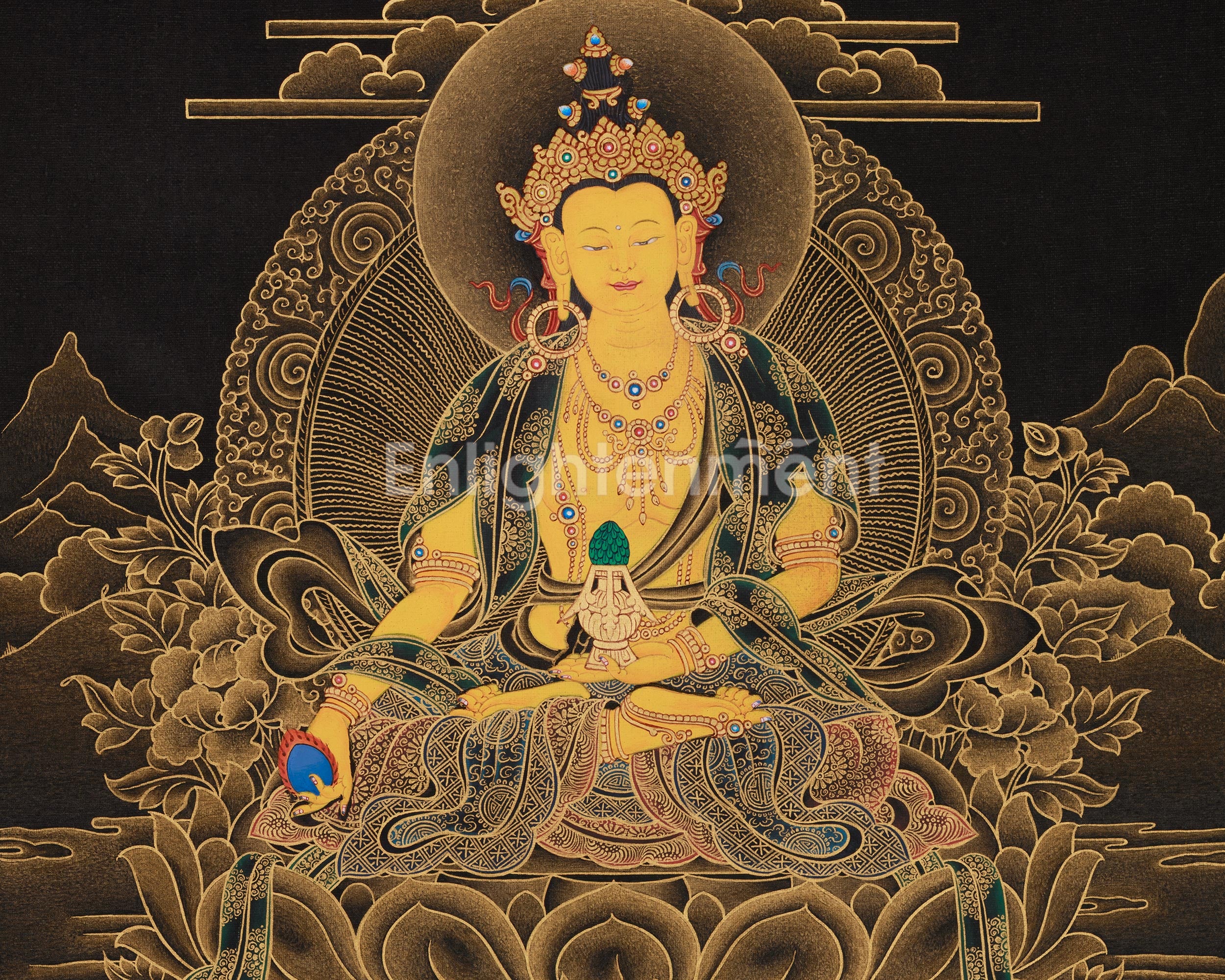 Kshitigarbha Bodhisattva Thangka | The Protector of Souls and the Earth