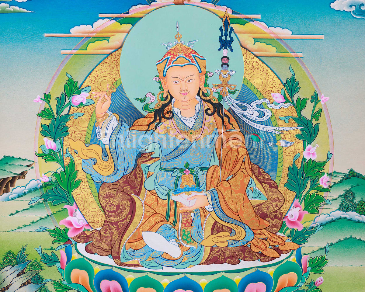 Guru Rinpoche Sacred Artwork | Hand-Painted Padmasambhava Thangka