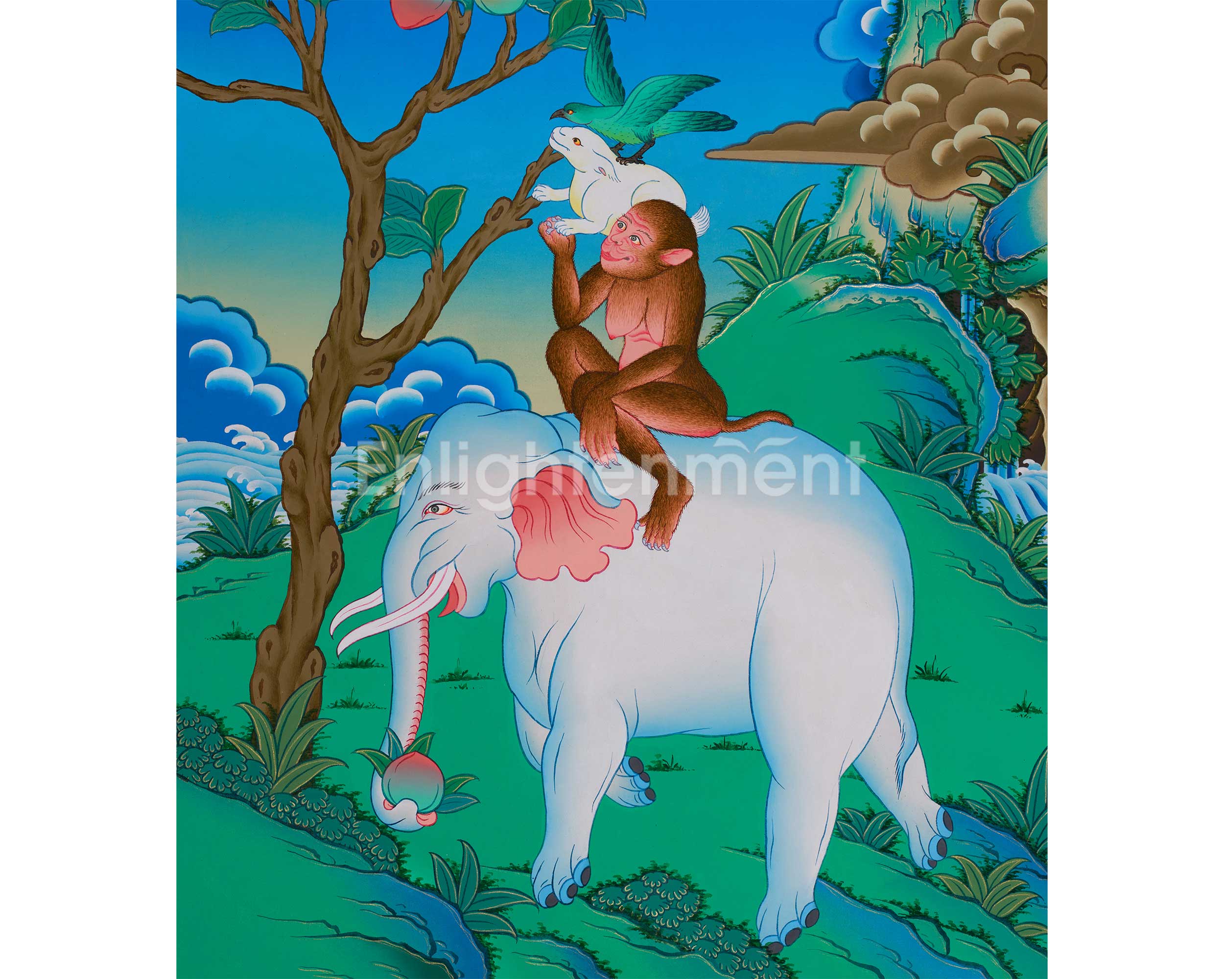 Four Harmonious Friends Artwork | A Sacred Symbol of Unity, Compassion, and Mutual Support