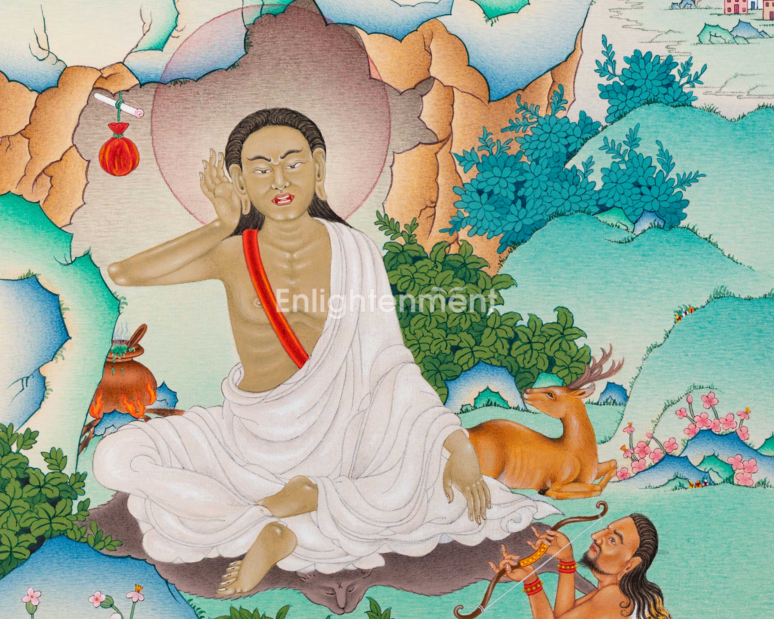 Jetsun Milarepa Thangka | Hand Painted Art Of Kagyu Master | Wall Decors