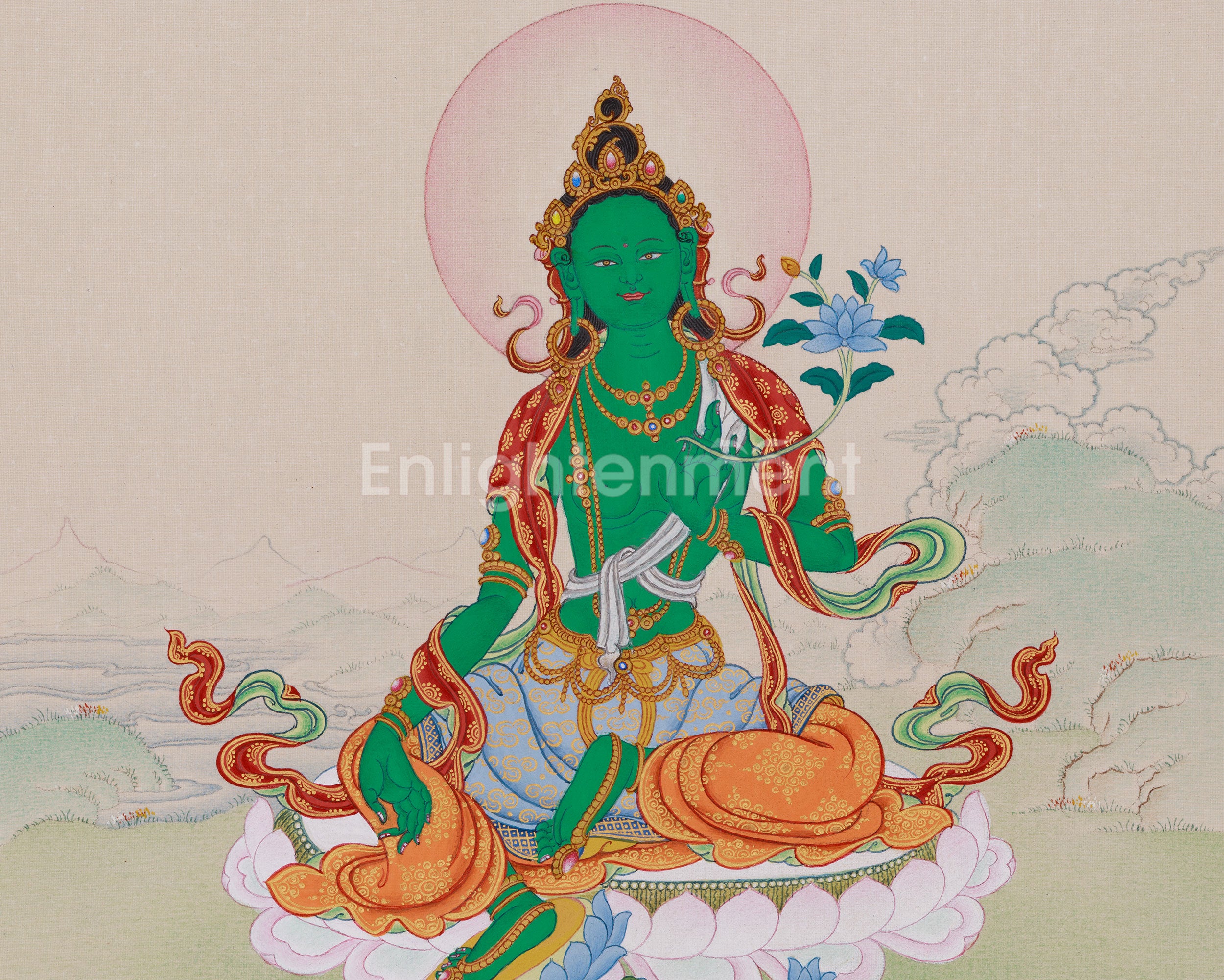 Goddess Shyama Tara Painting | Tibetan Female Buddhist Deity
