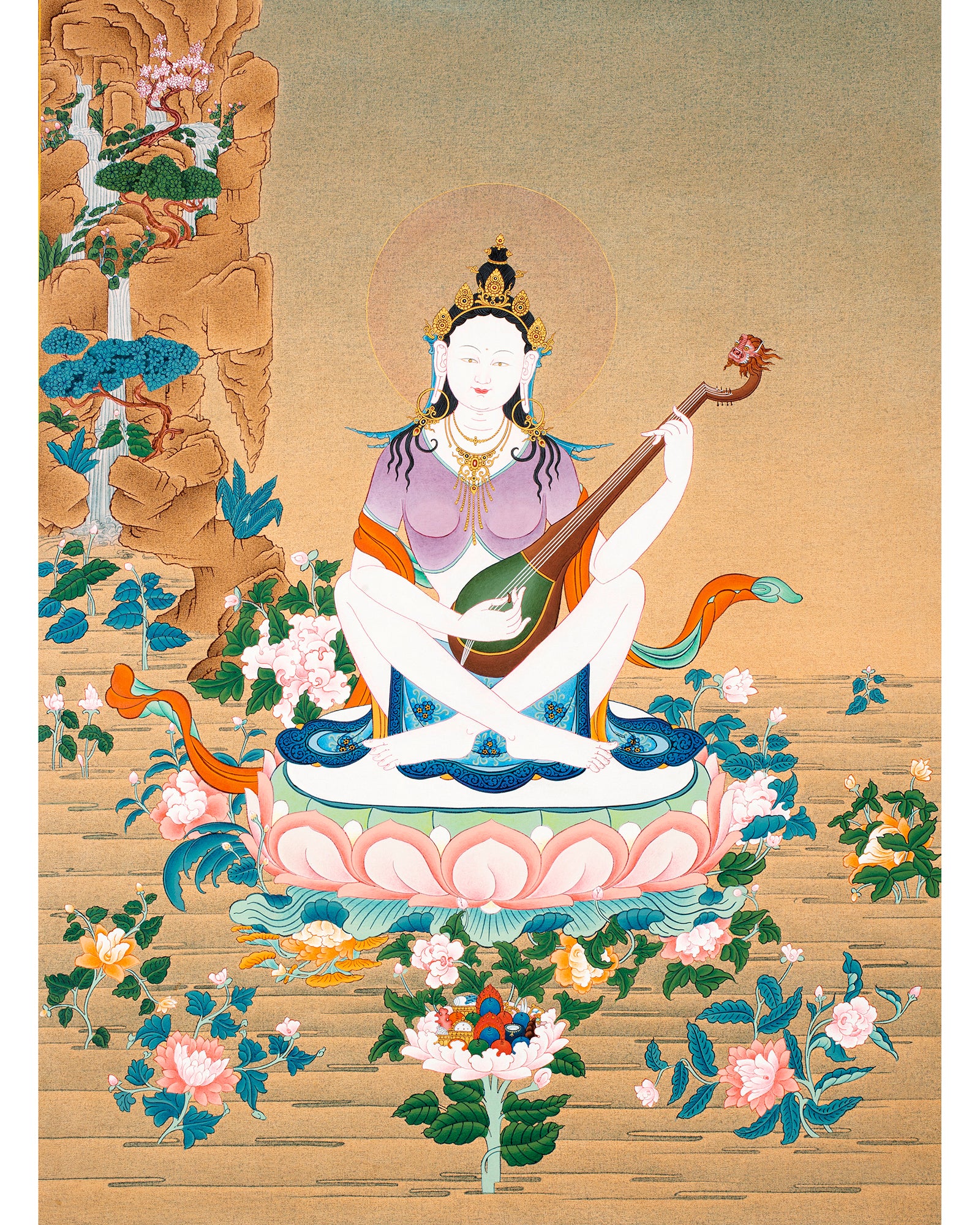 Yangchenma Thangka | Saraswati Thanka Painting | Tibetan Buddhist Art