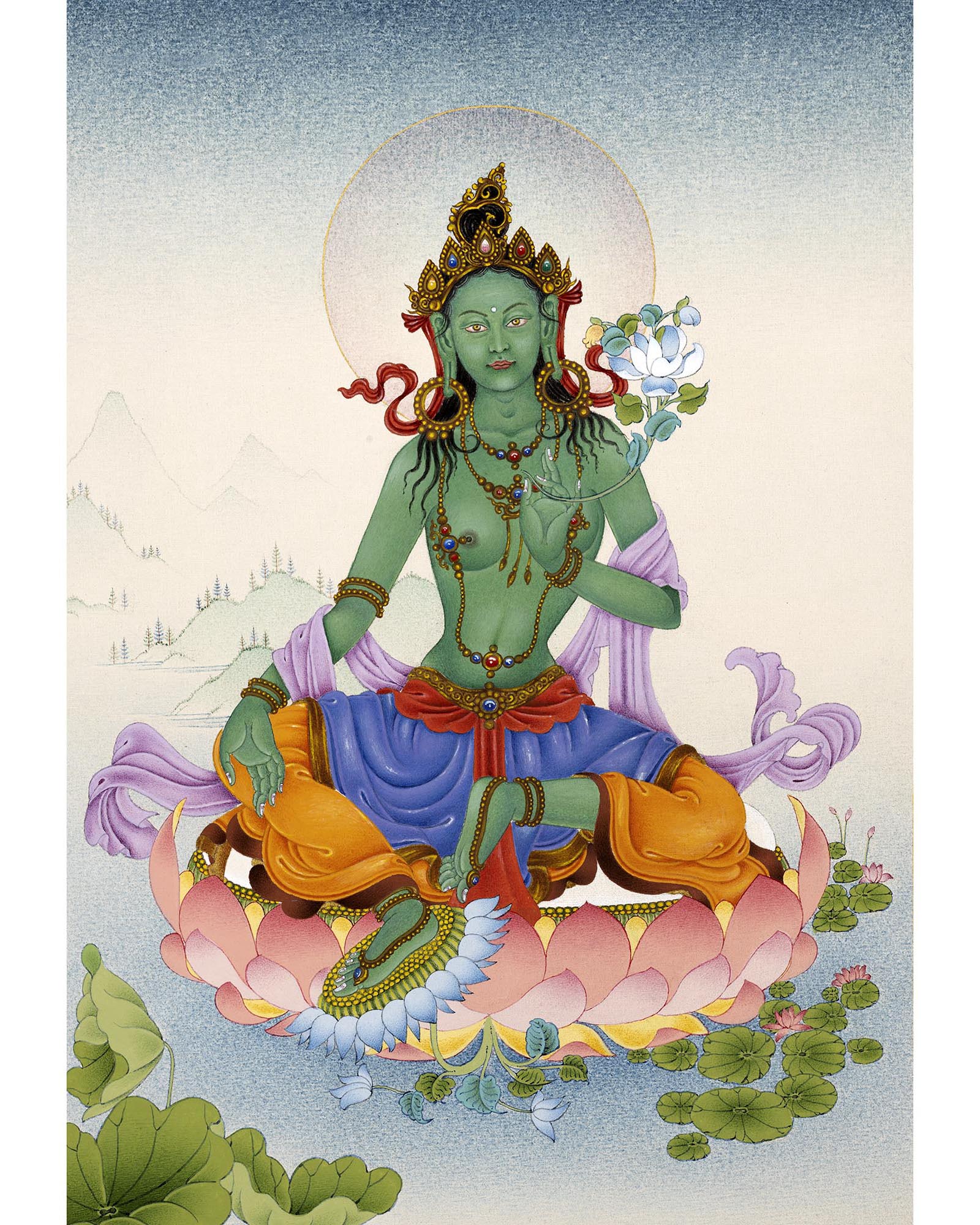 Green Tara Thangka | Himalayan Paintings | Hand-Painted with 24k Gold