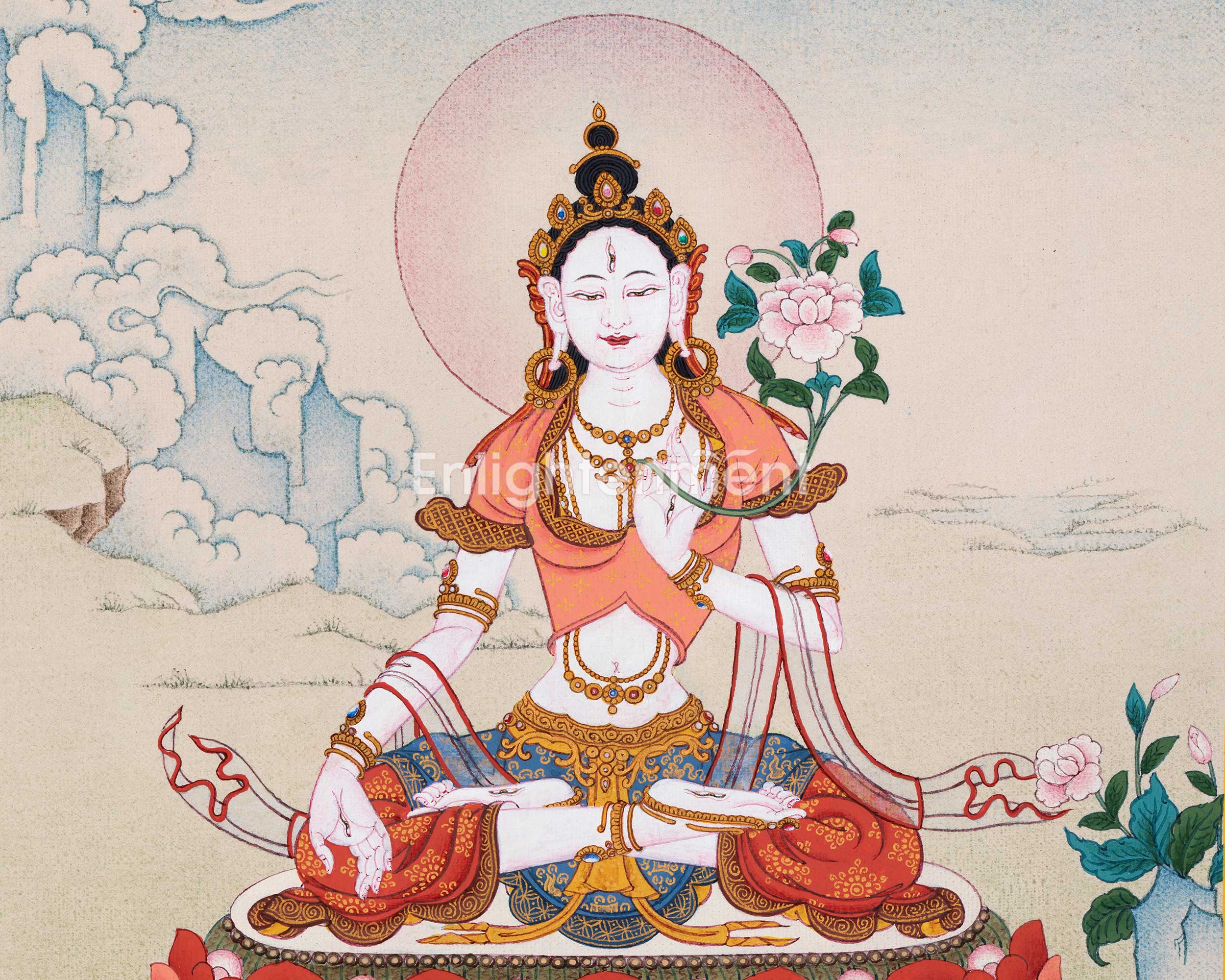 Small White Tara Thangka for Practice
