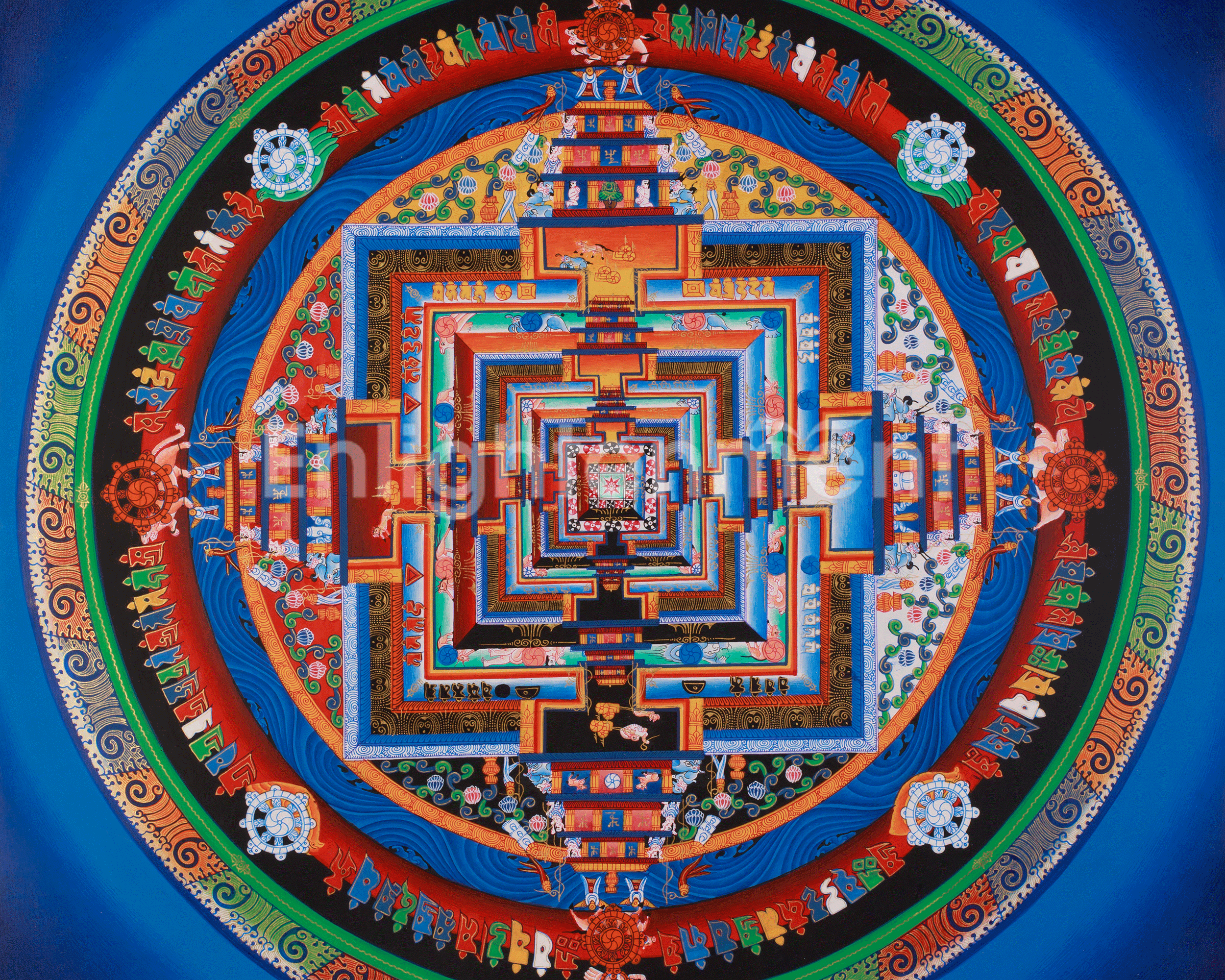 Hand-Painted Kalachakra Mandala Art | Sacred Geometry | Meditation Altar