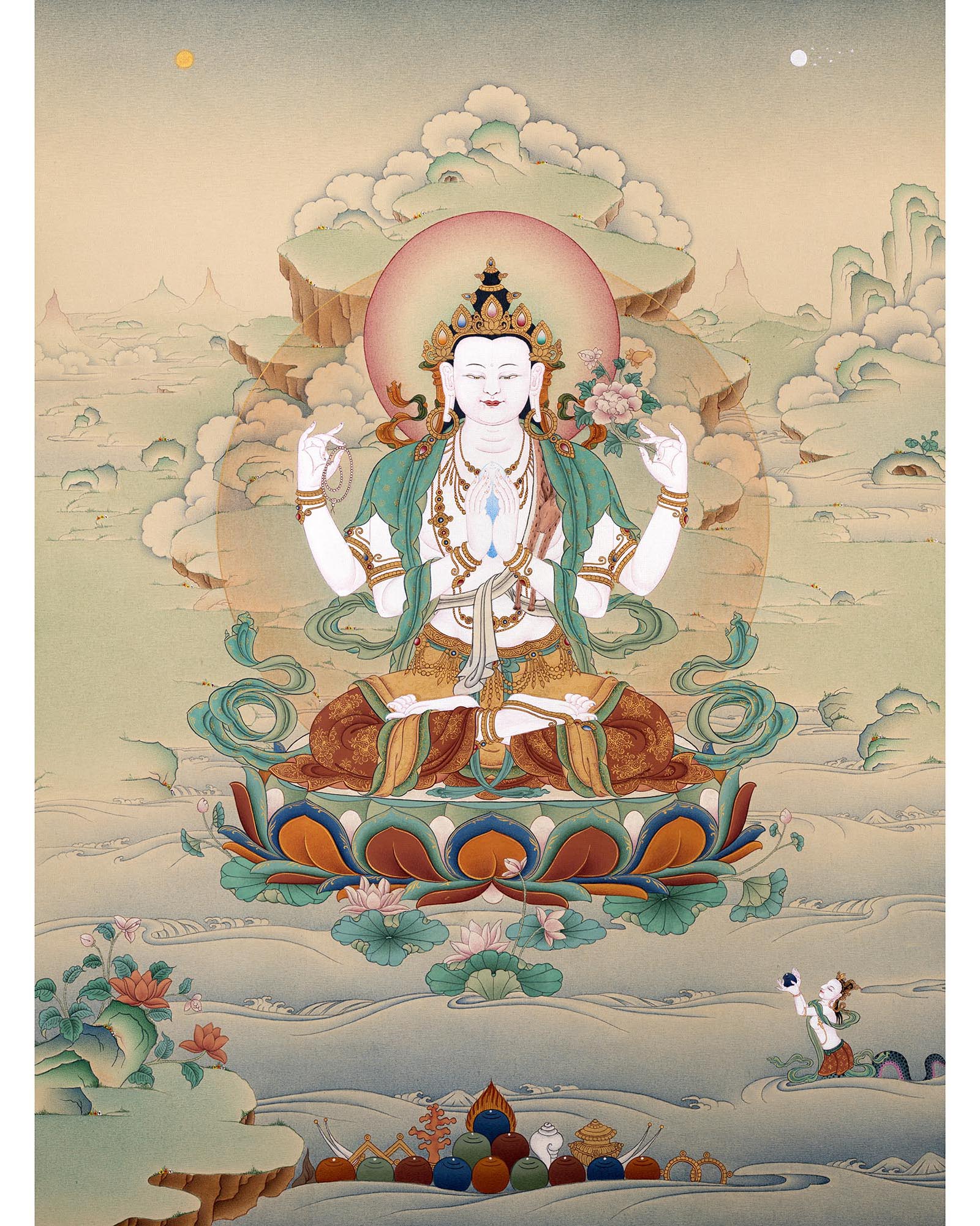 Chenrezig Thangka | Avalokiteshvara | Tibetan Karma Gadri Art