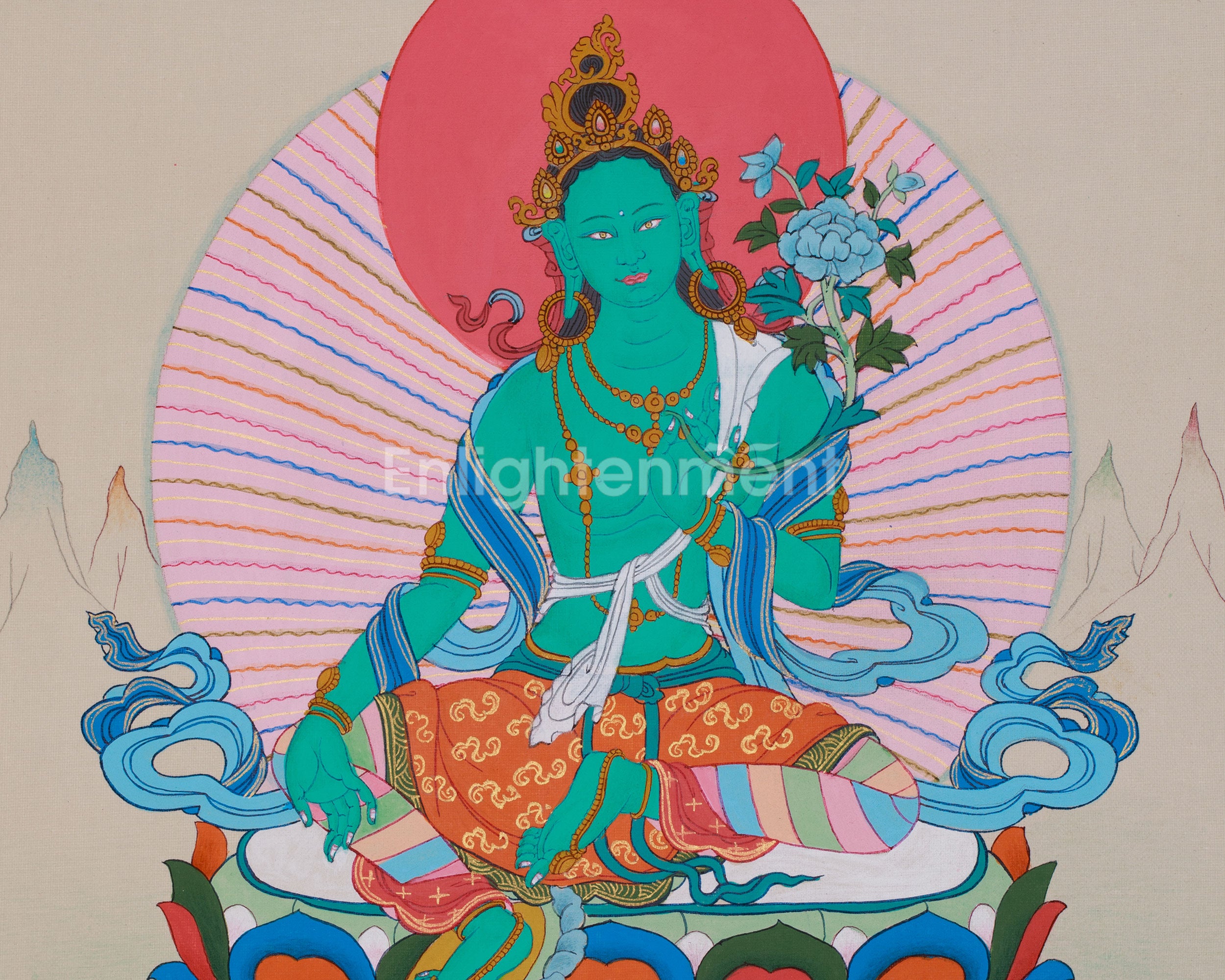 Compassionate Goddess Green Tara Painting | Mother of Liberation