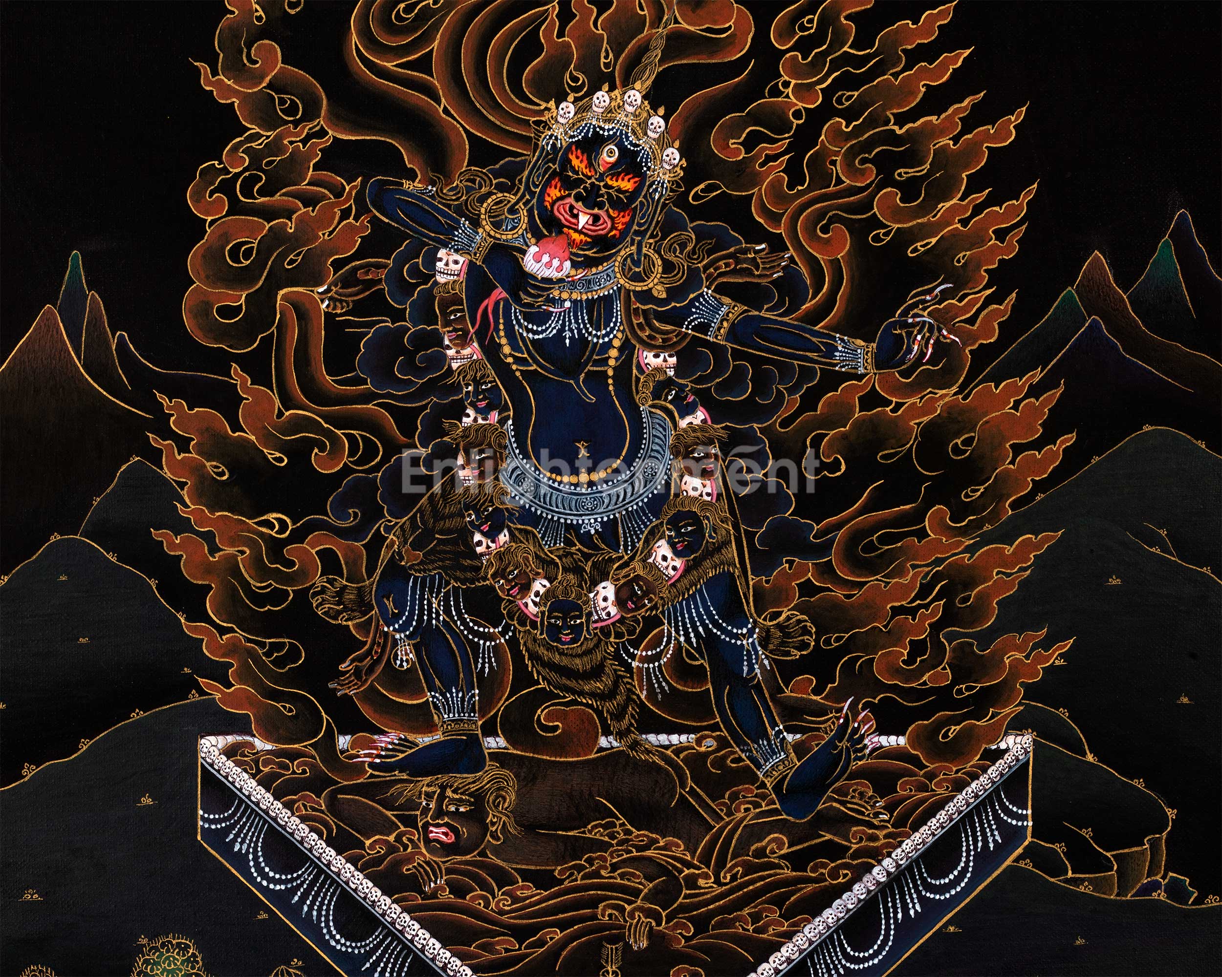 Blue Ekajati Thangka in Gold