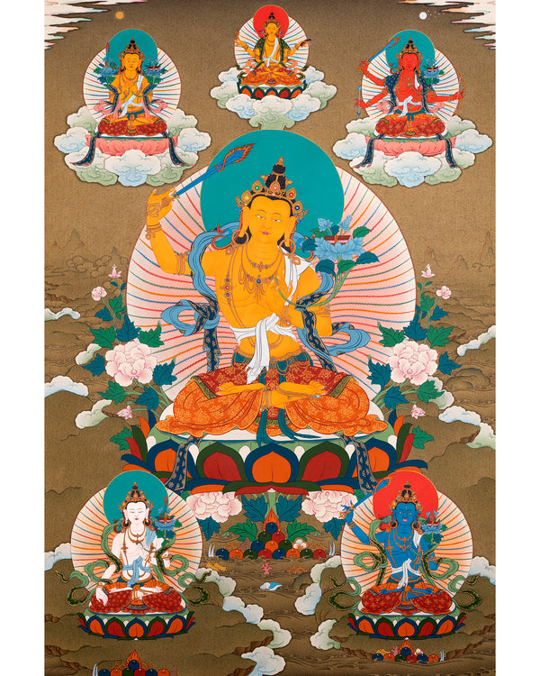5 Manjushree Thangka | Hand Painted Tibetan Art | Manjushri Painting