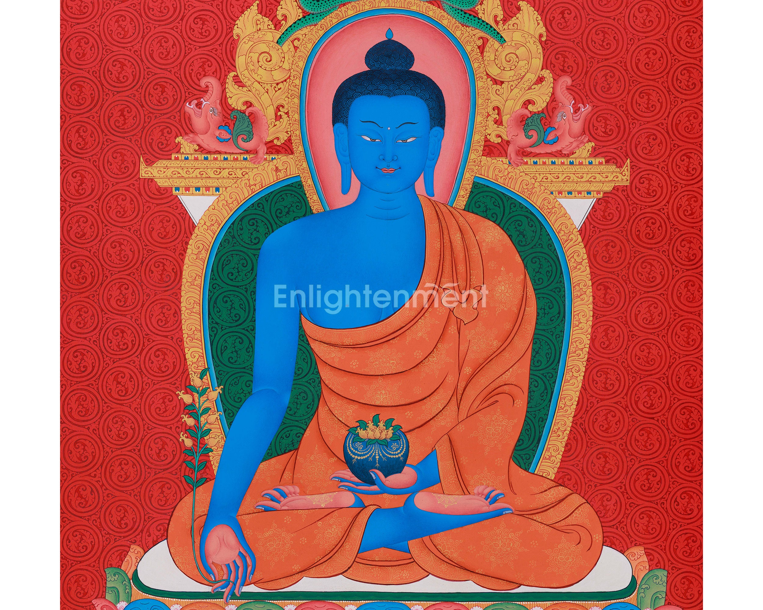 Tibetan Healing Medicine Buddha Thangka | Sacred Kadampa Style Art