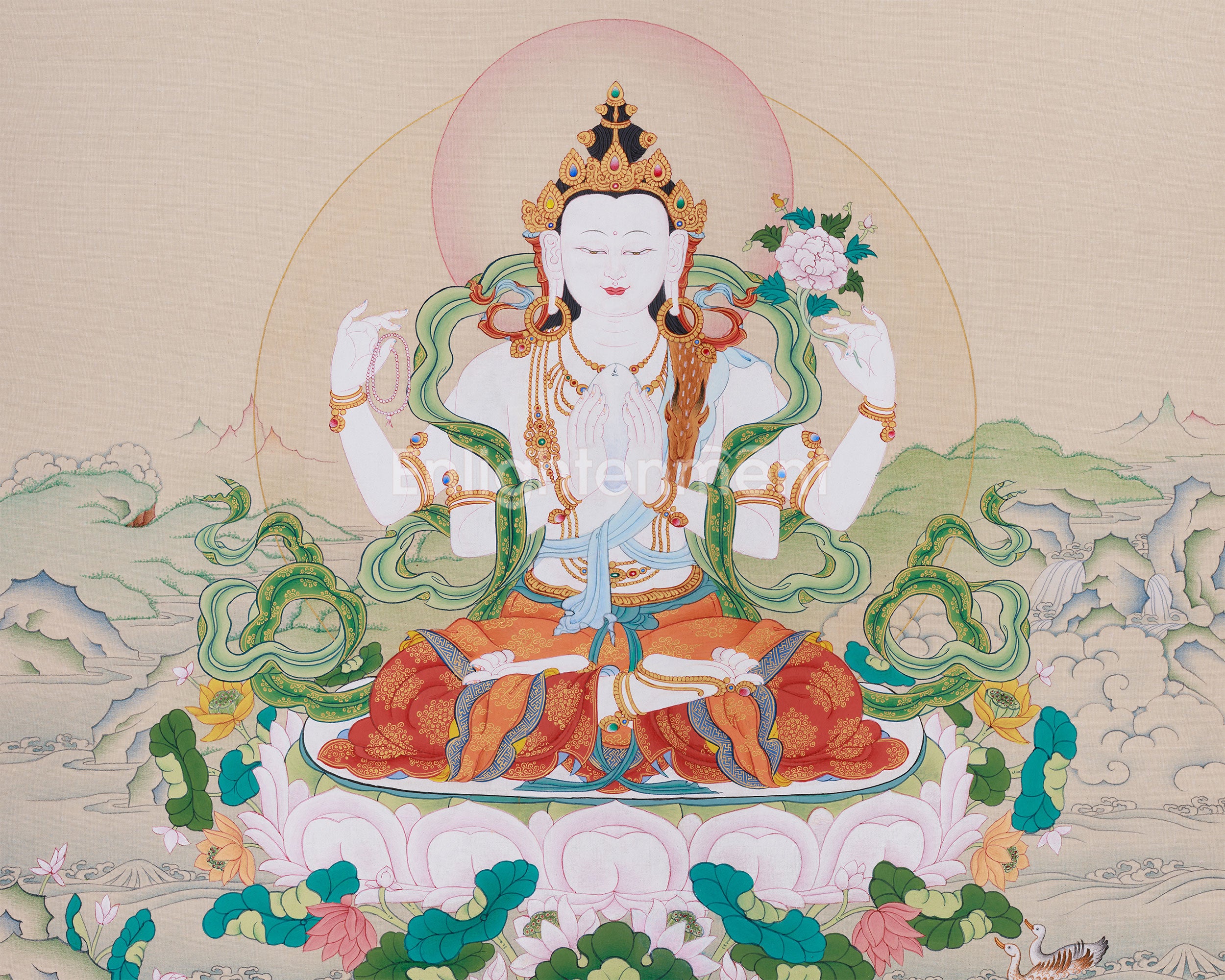 Tibetan Bodhisattva Four Armed Chenrezig | Buddha of Compassion