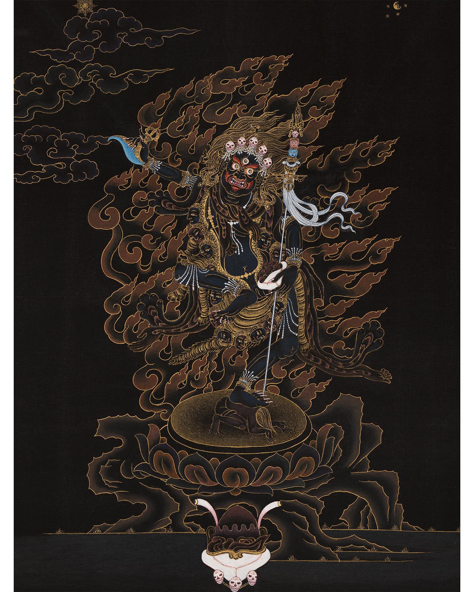 Troma Nagmo Thangka | Dakini In Black And Gold | Includes Brocade