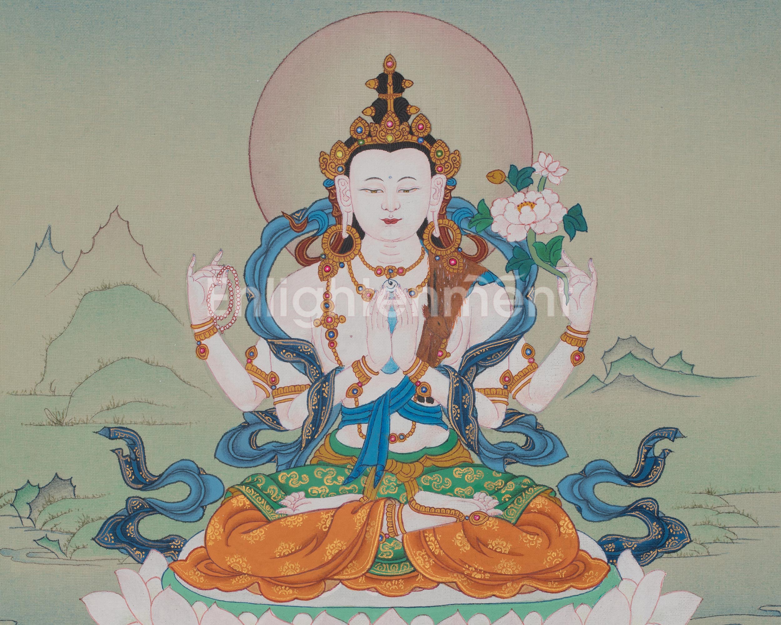 Chenrezig Sacred Buddhist Art | Compassion Buddha | Peaceful Bodhisattva Deity
