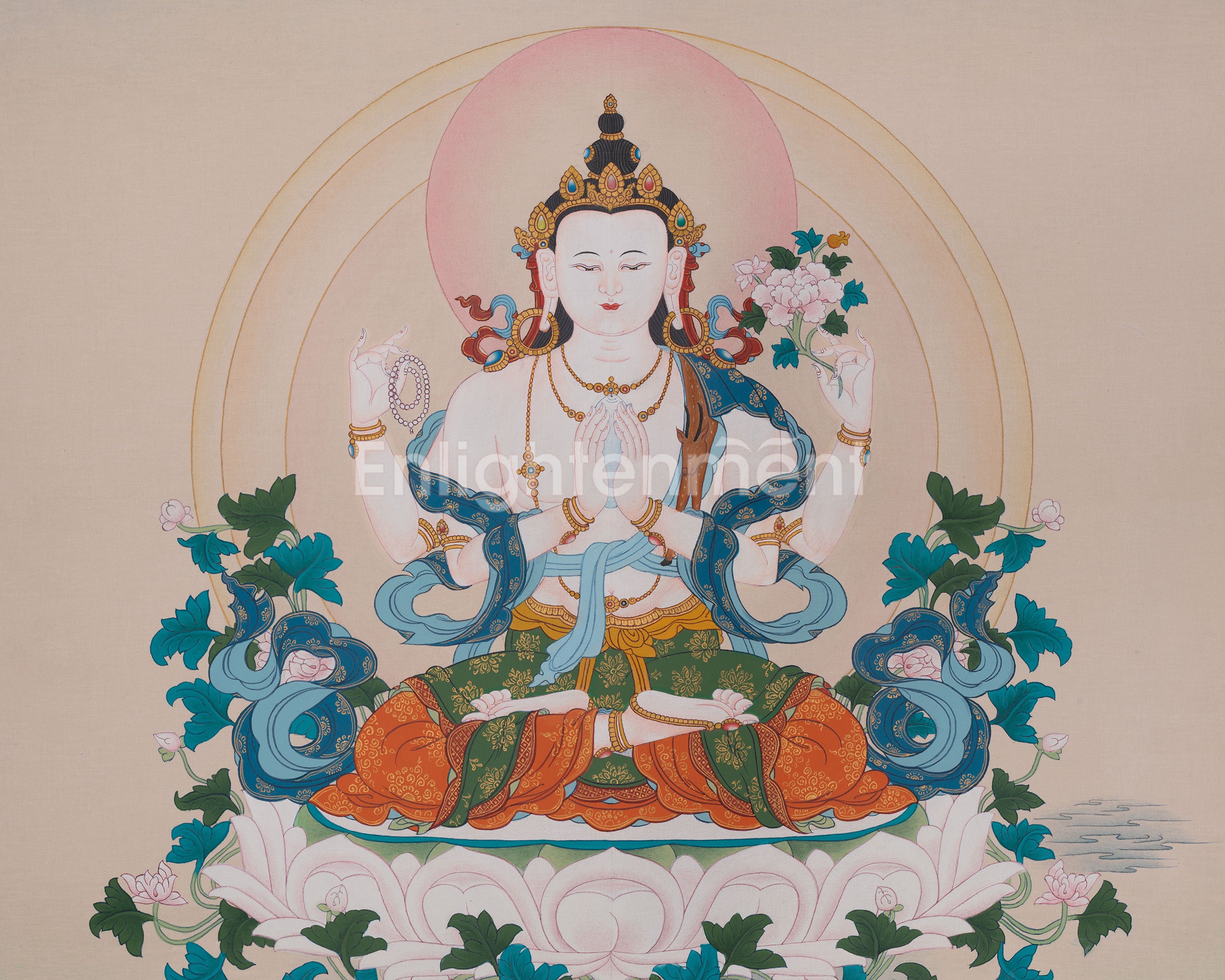 Chenrezig Himalayan Artwork | Tibetan Bodhisattva of Infinite Compassion | Home Decor