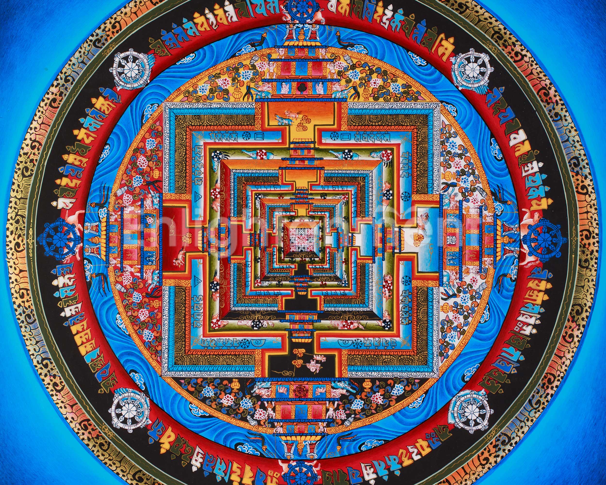 Divine Kalachakra Mandala Art | Sacred Tibetan Buddhist Painting of Cosmic Wisdom