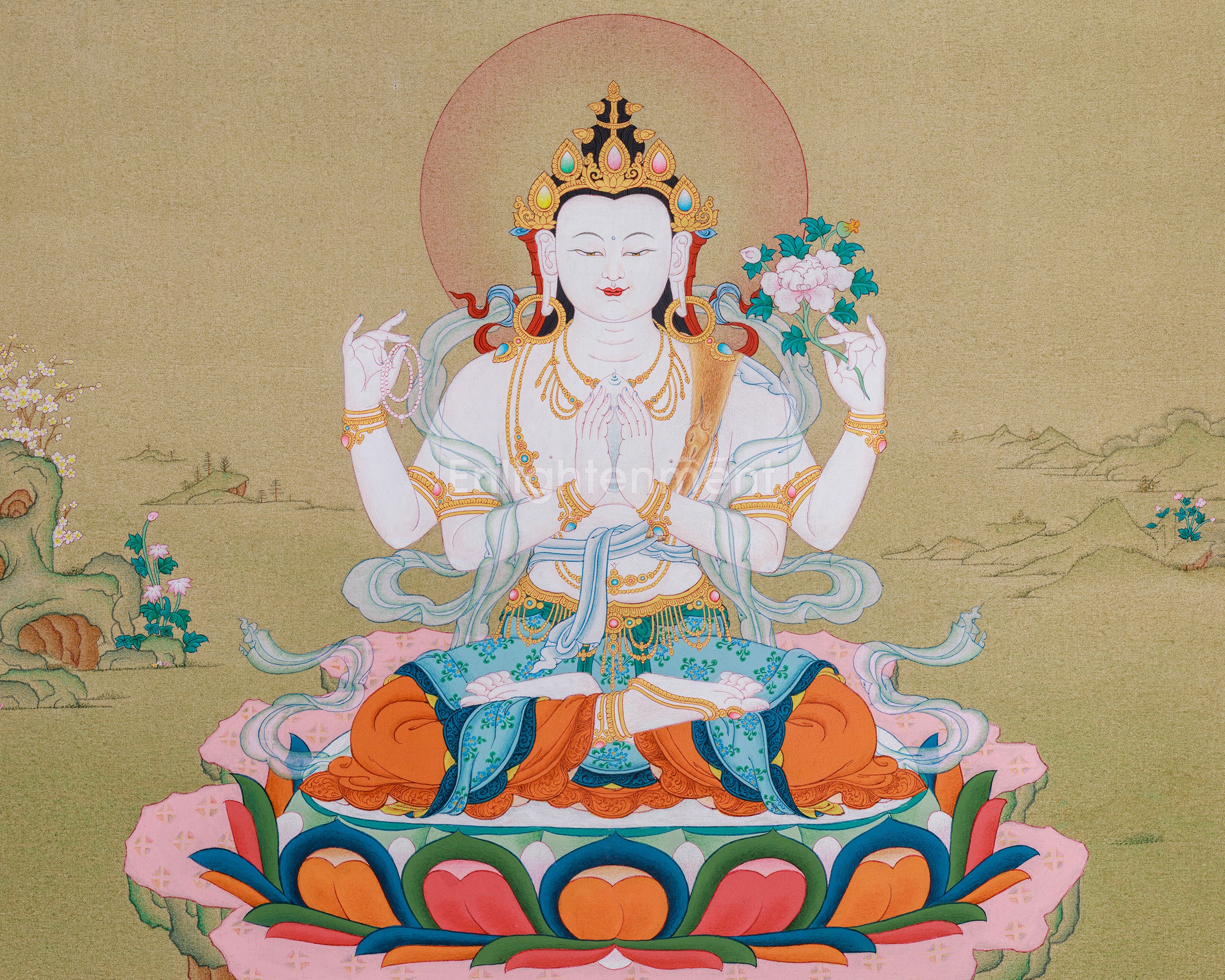 Lokesvara Chenrezig Thangka | Compassion and Wisdom in Divine Form