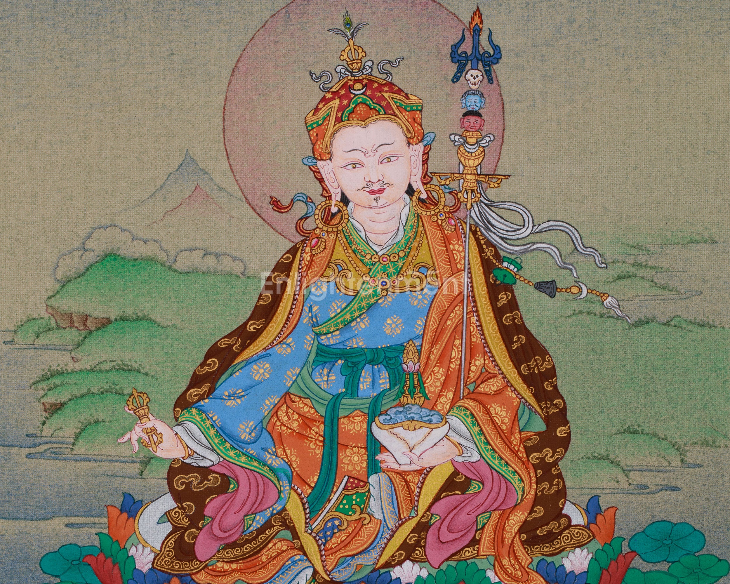 Enlightened Master Guru Rinpoche | Small Tibetan Art of Enlightenment and Protection